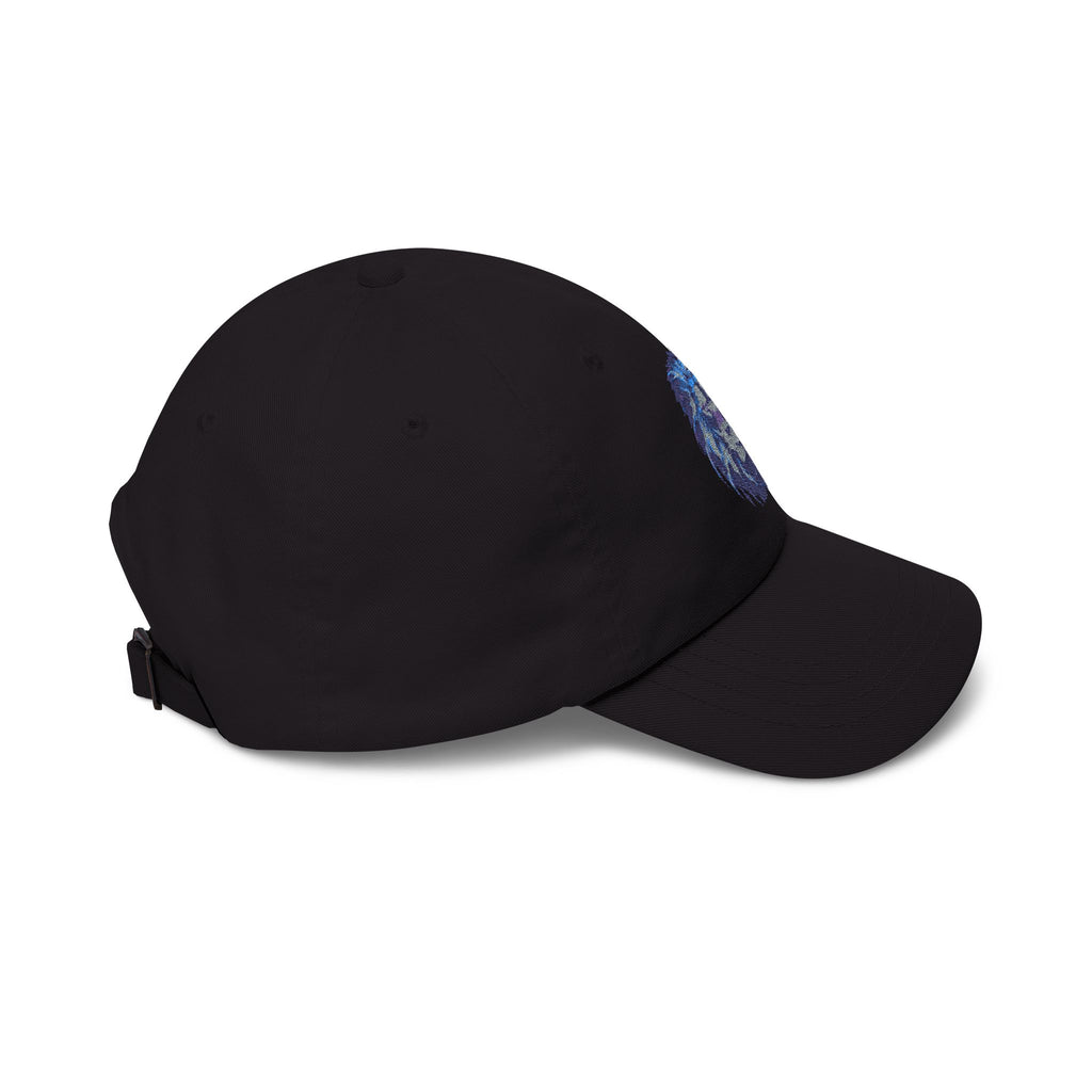 Lion Head Dad Cap — Blue Watercolor Embroidered Baseball Hat