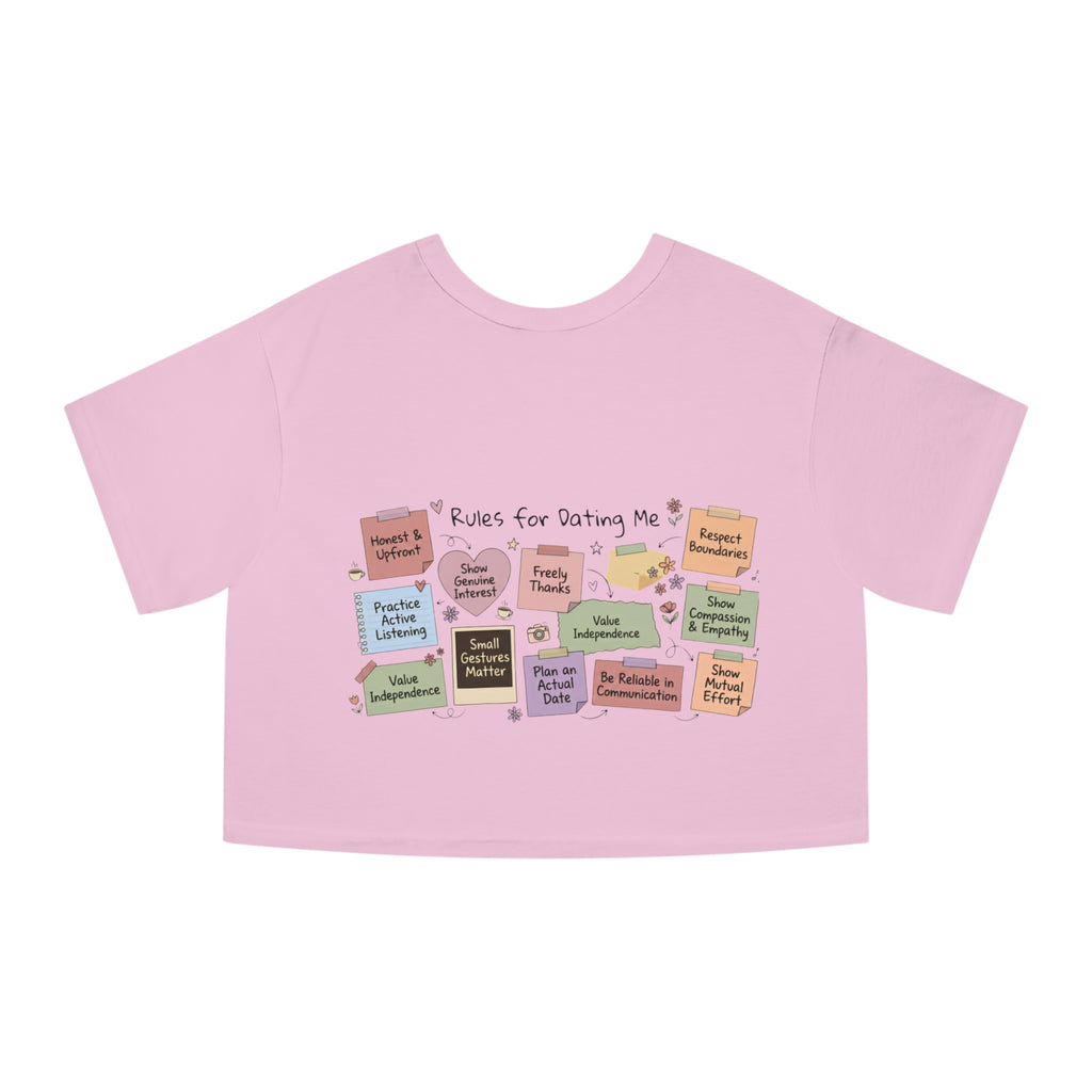 Cropped Tee — "Rules for Resting Me" Self-Care Graphic