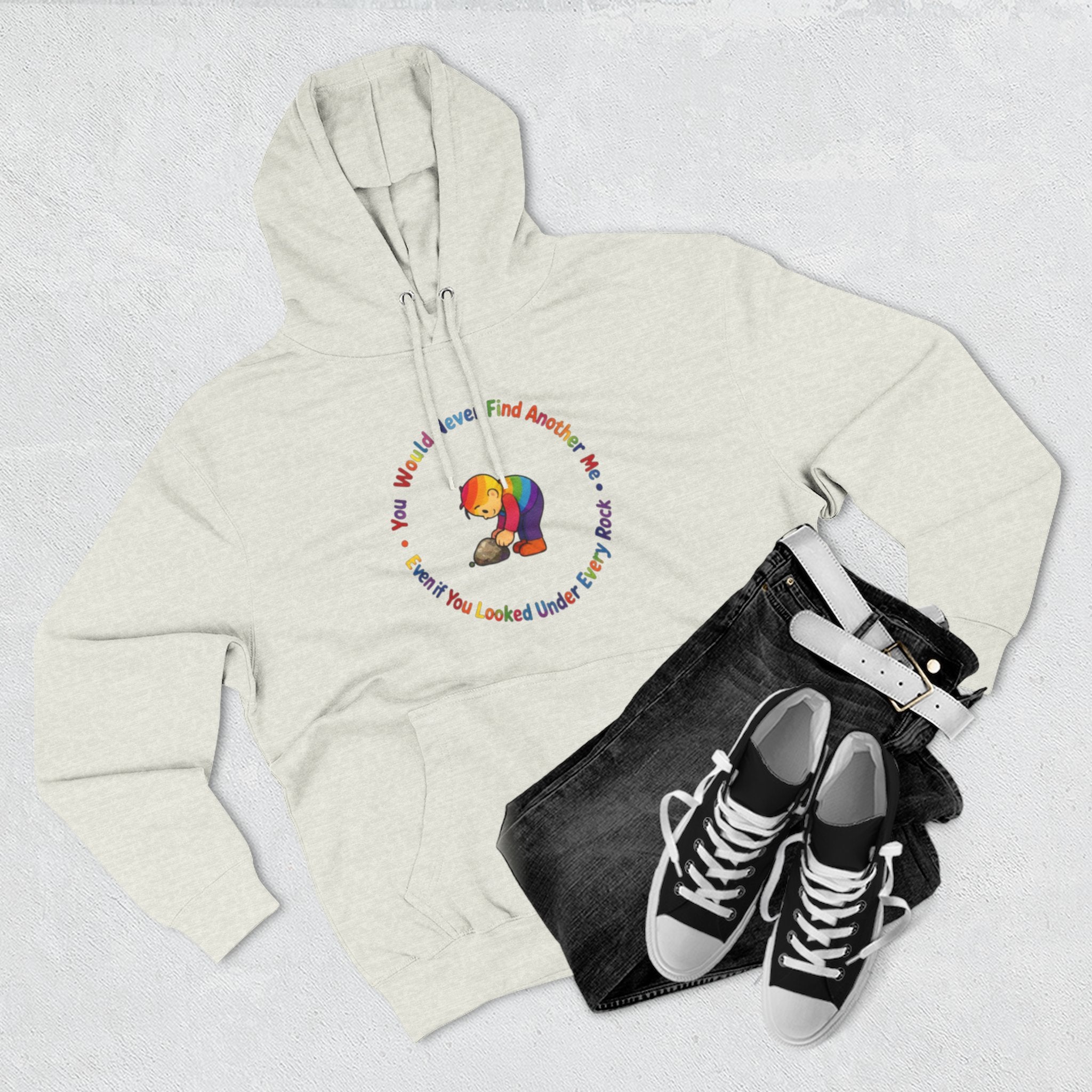 Rainbow Sloth Hoodie — “If You Wouldn’t Find Anyone, You’d Be Looked Under Every Rock” Cozy Graphic Pullover