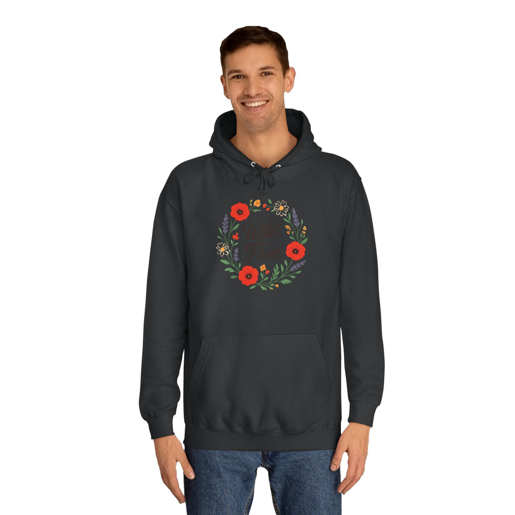 Wild & Free Floral Hoodie — Women's Boho Inspirational Sweatshirt