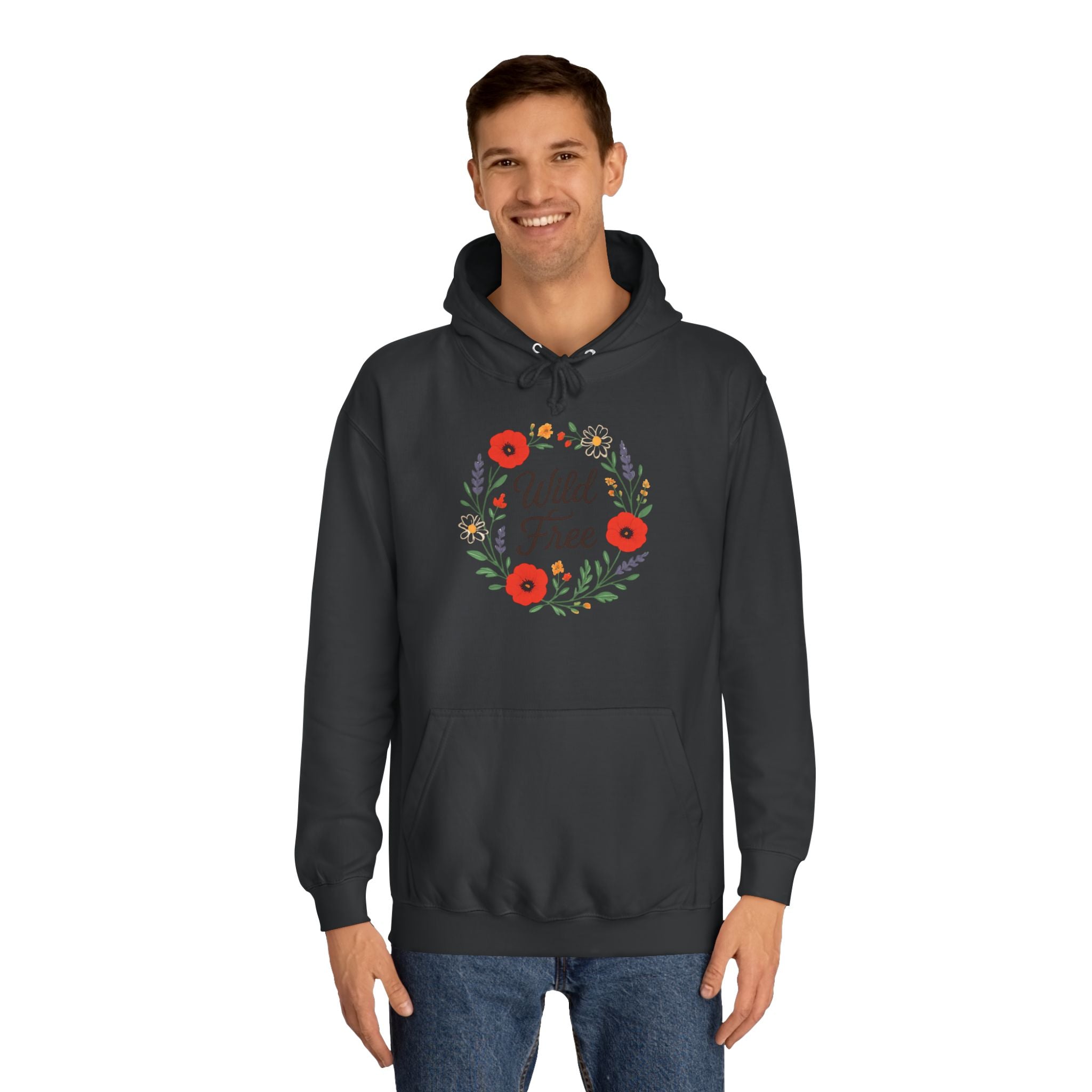 Wild & Free Floral Hoodie — Women's Boho Inspirational Sweatshirt