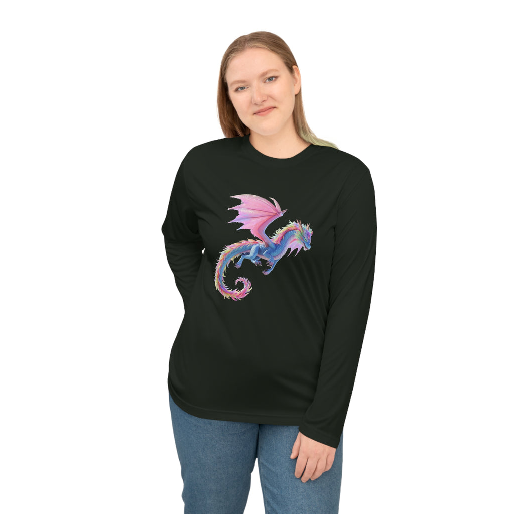 Pastel Dragon Performance Long Sleeve Shirt — Fantasy Cute Winged Dragon Tee