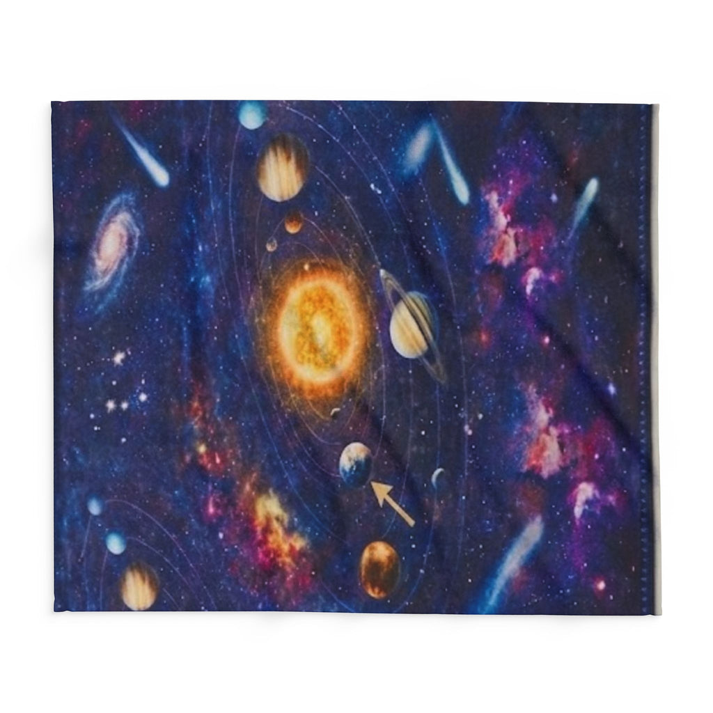 Solar System Galaxy Fleece Blanket — Space Planets & Comets Throw