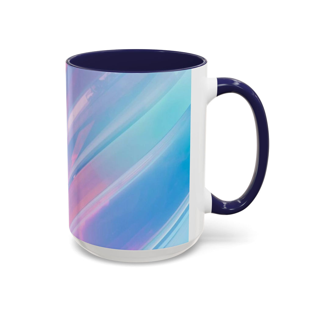Pastel Swirl Accent Coffee Mug — Iridescent Pink & Blue 11/15oz