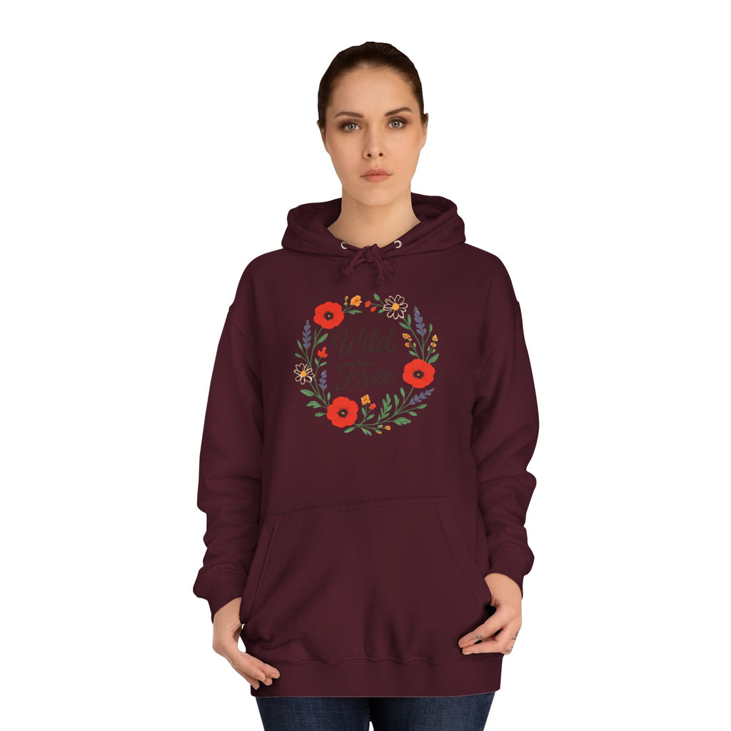 Wild & Free Floral Hoodie — Women's Boho Inspirational Sweatshirt