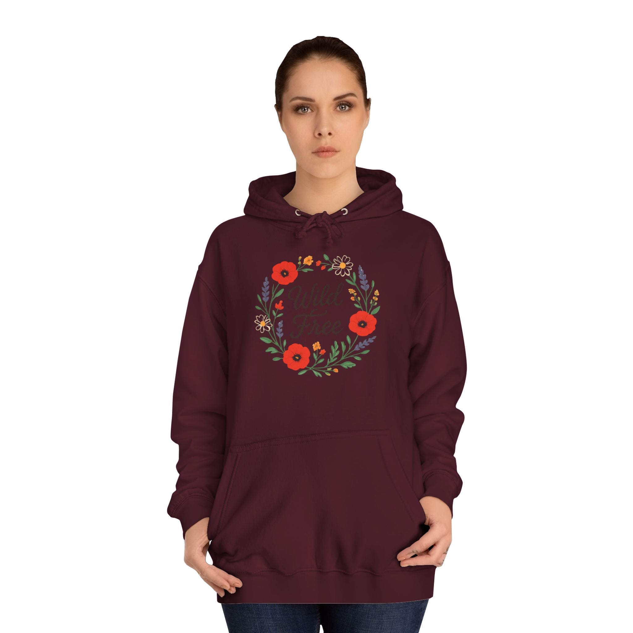 Wild & Free Floral Hoodie — Women's Boho Inspirational Sweatshirt