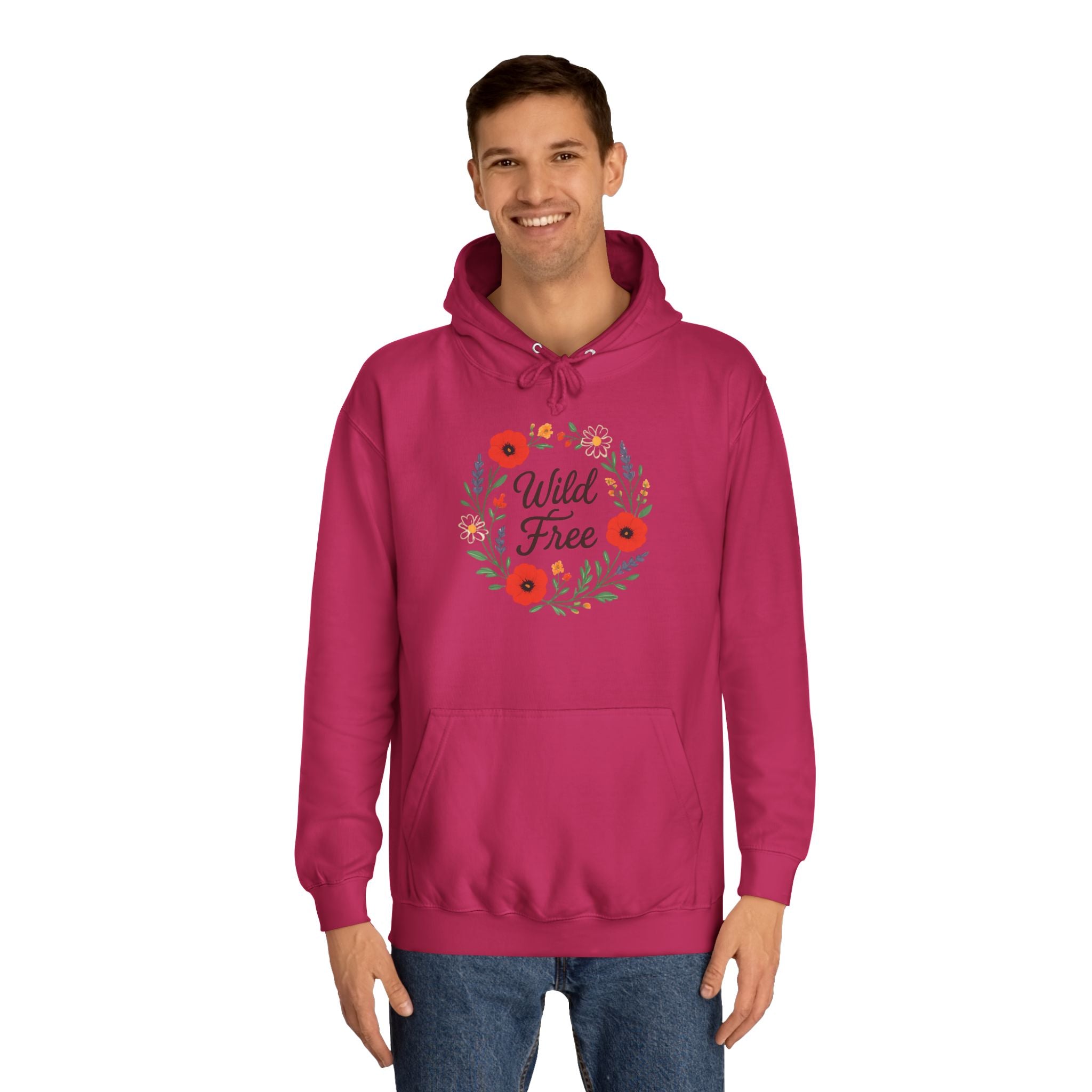 Wild & Free Floral Hoodie — Women's Boho Inspirational Sweatshirt