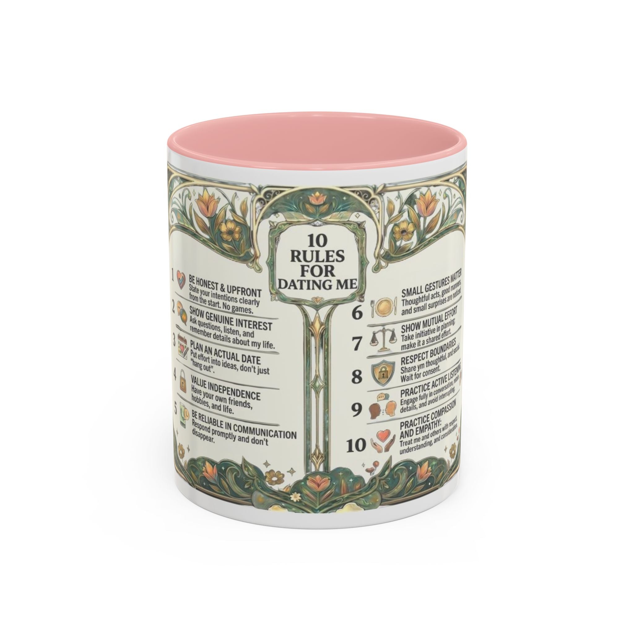 Accent Mug — '10 Rules for Dating Me' Decorative Coffee Cup