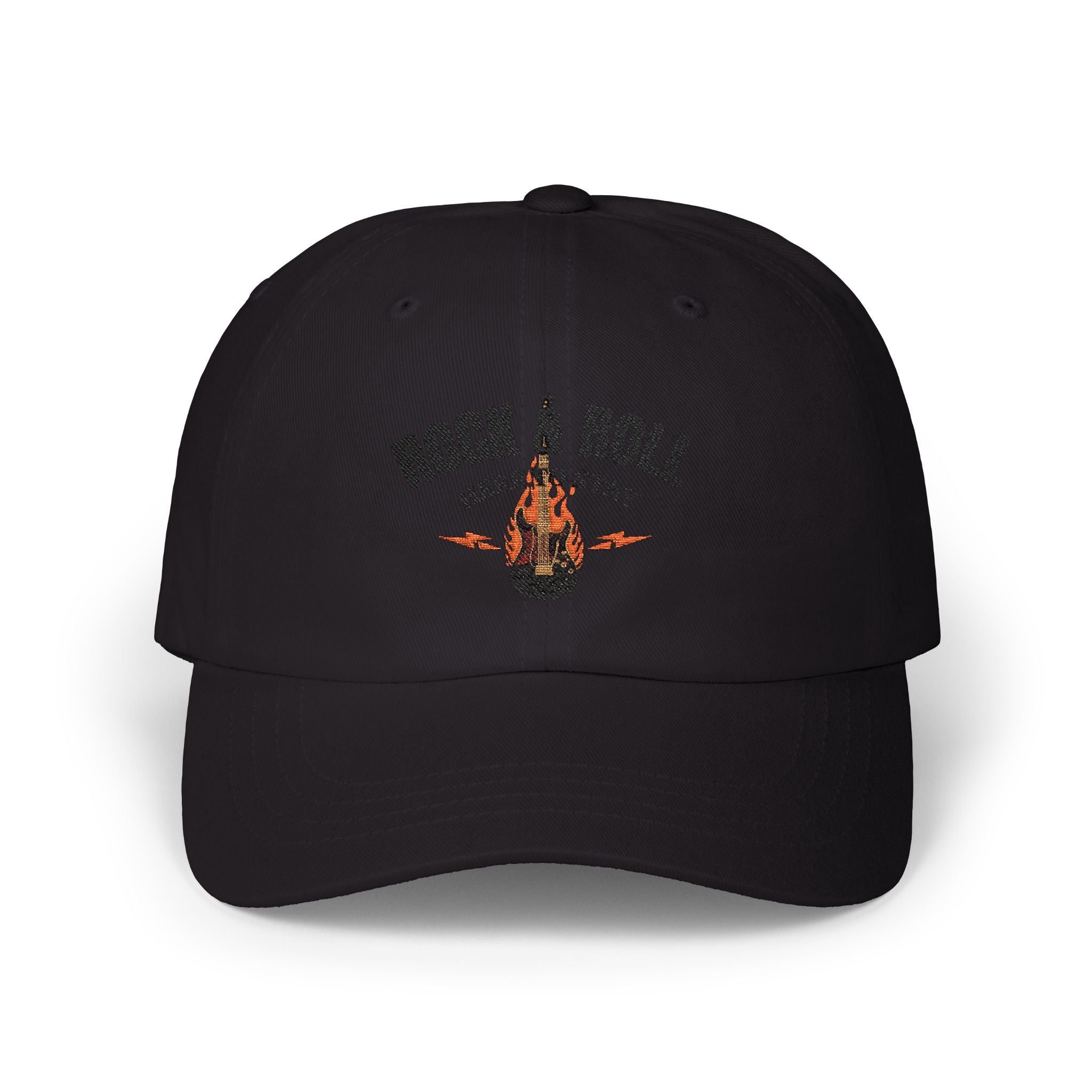 Rock & Roll Dad Cap — Retro Guitar Flames Baseball Hat