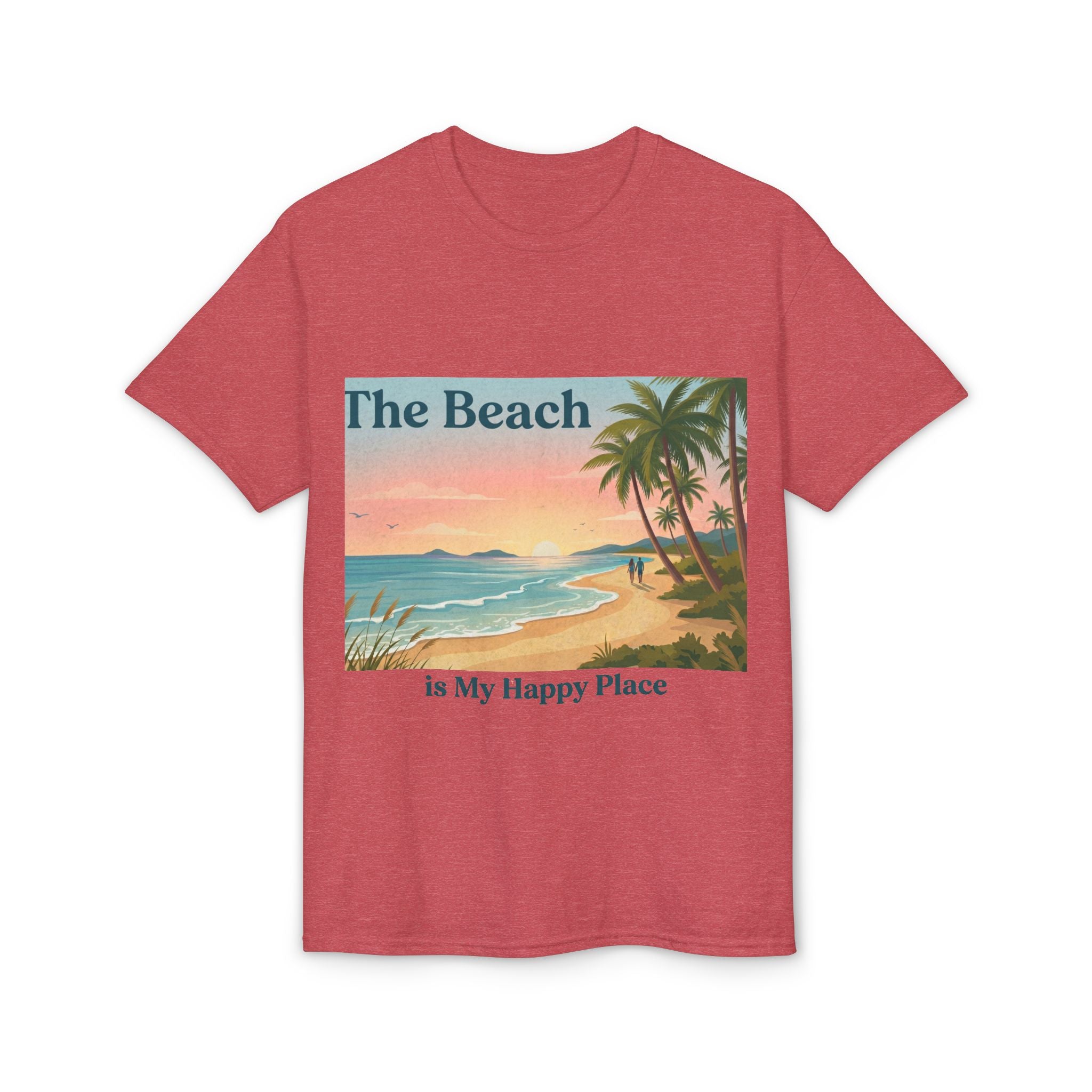 Beach Is My Happy Place T-Shirt — Tropical Sunset Vacation Tee