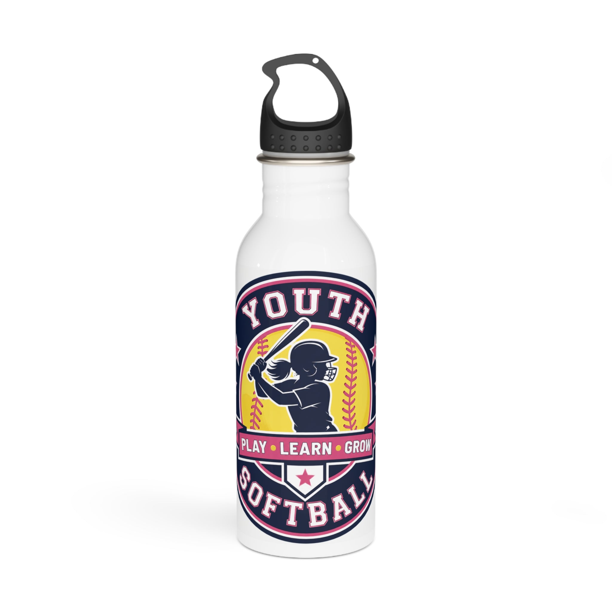 Youth Softball Stainless Steel Water Bottle — Play • Learn • Grow Sports Bottle