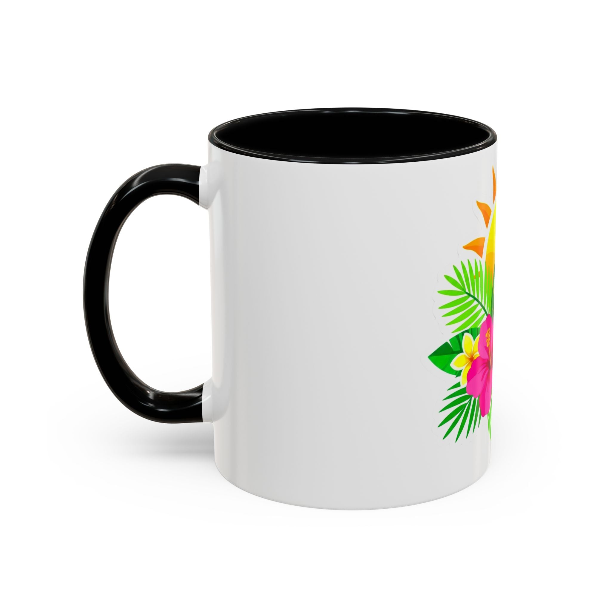 Tropical Sunrise Coffee Mug — Hibiscus Floral Travel Coffee Cup (11/15oz)