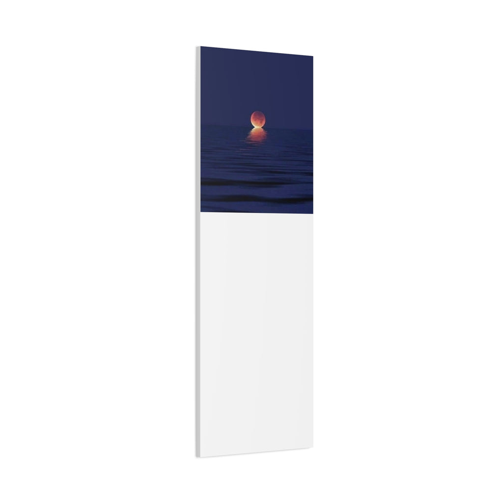 Lunar Reflection Canvas Art — Moonrise Over Calm Sea Stretched Matte Wall Art