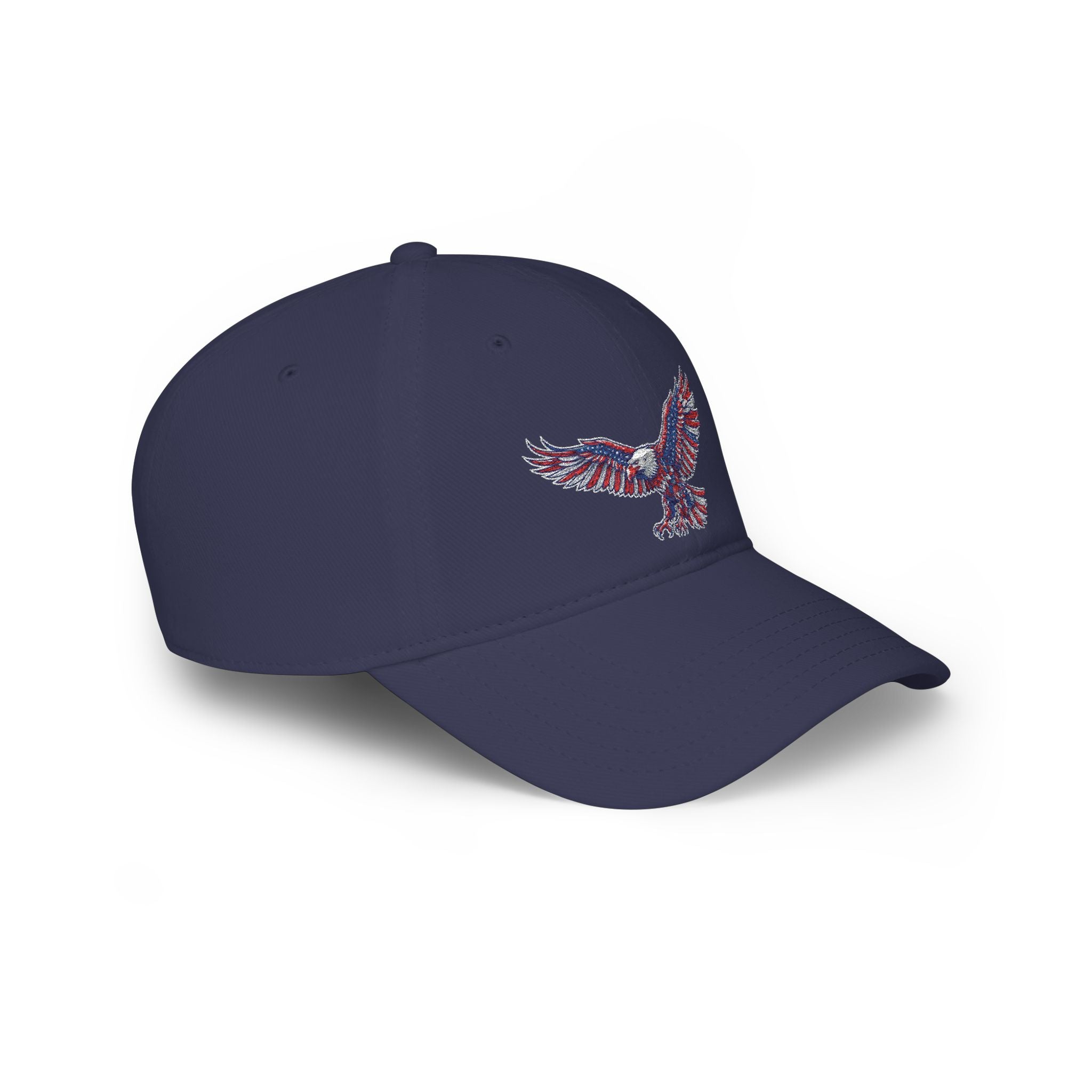 Patriotic Eagle Baseball Cap — American Flag Embroidered Red Low-Profile Hat