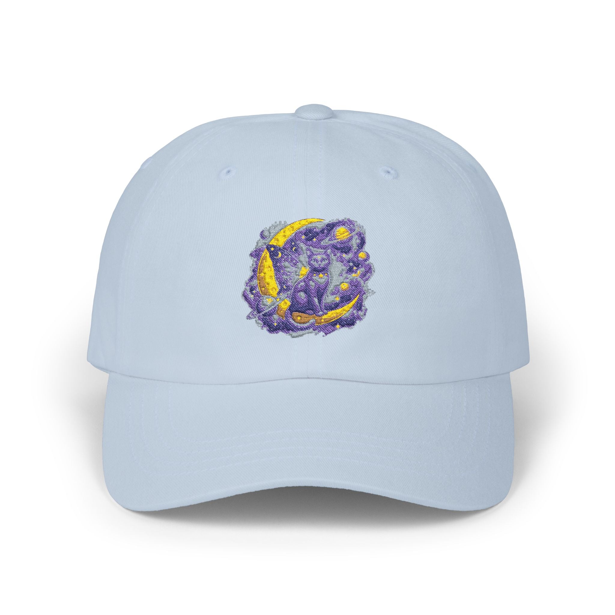 Dad Cap — Embroidered Purple & Gold Abstract Patch