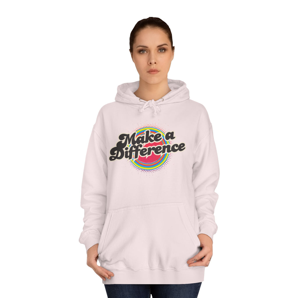 Make a Difference Hoodie — Retro Rainbow Inspirational College Sweatshirt