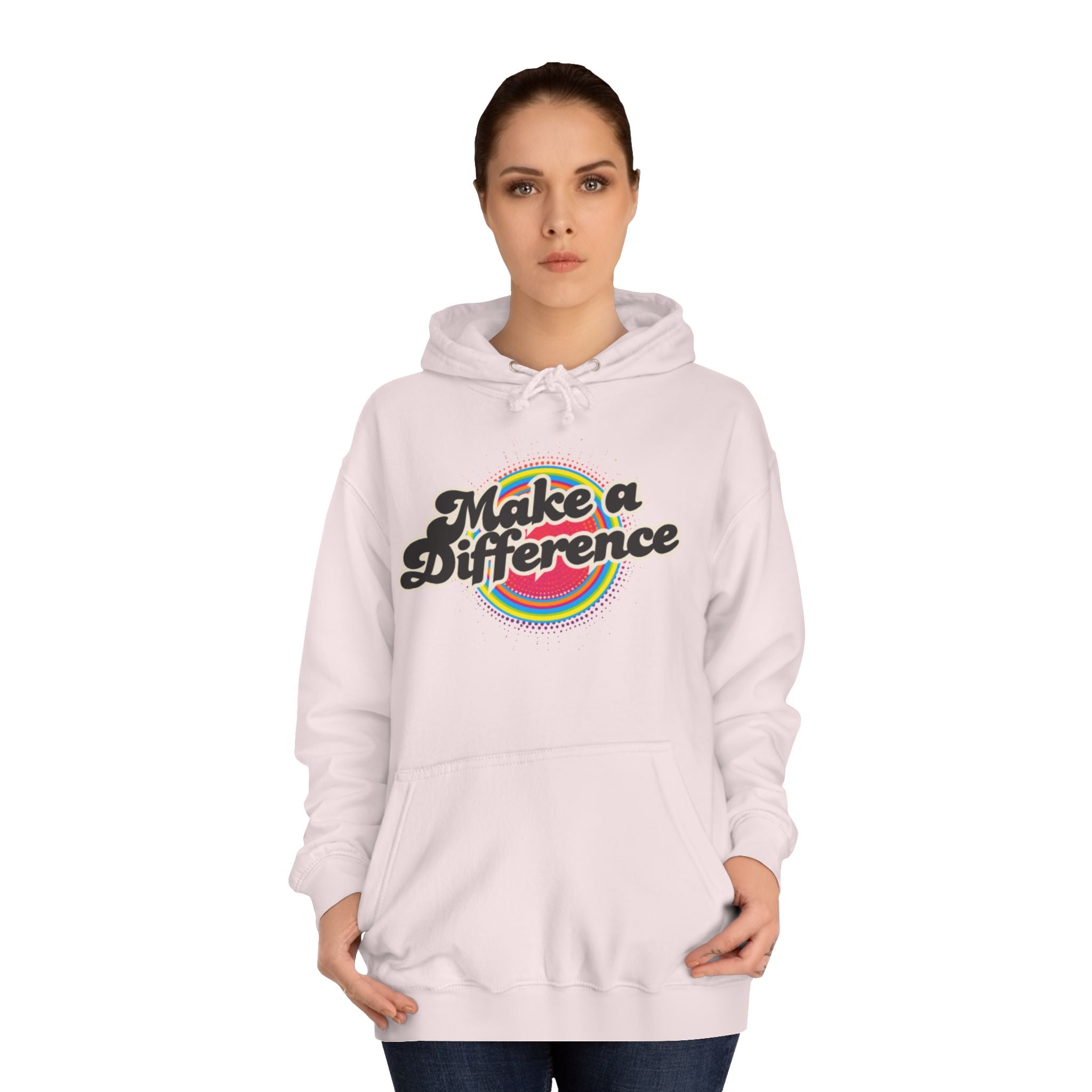 Make a Difference Hoodie — Retro Rainbow Inspirational College Sweatshirt