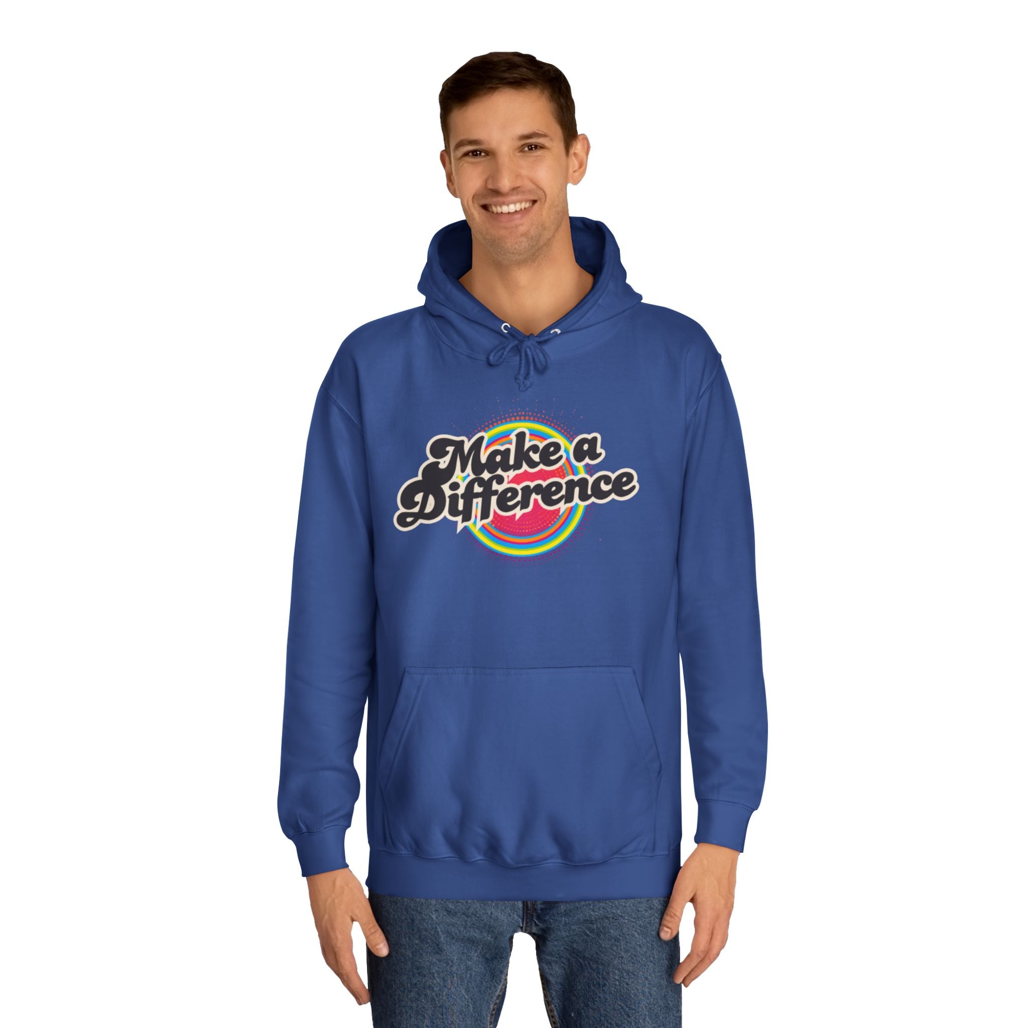 Make a Difference Hoodie — Retro Rainbow Inspirational College Sweatshirt