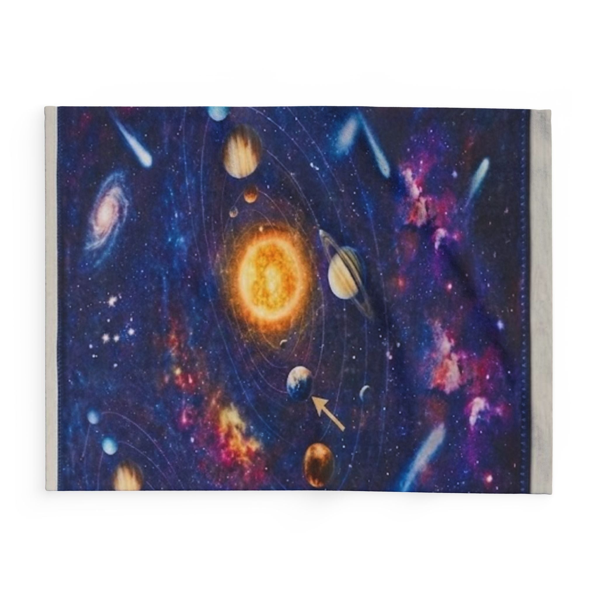 Solar System Galaxy Fleece Blanket — Space Planets & Comets Throw