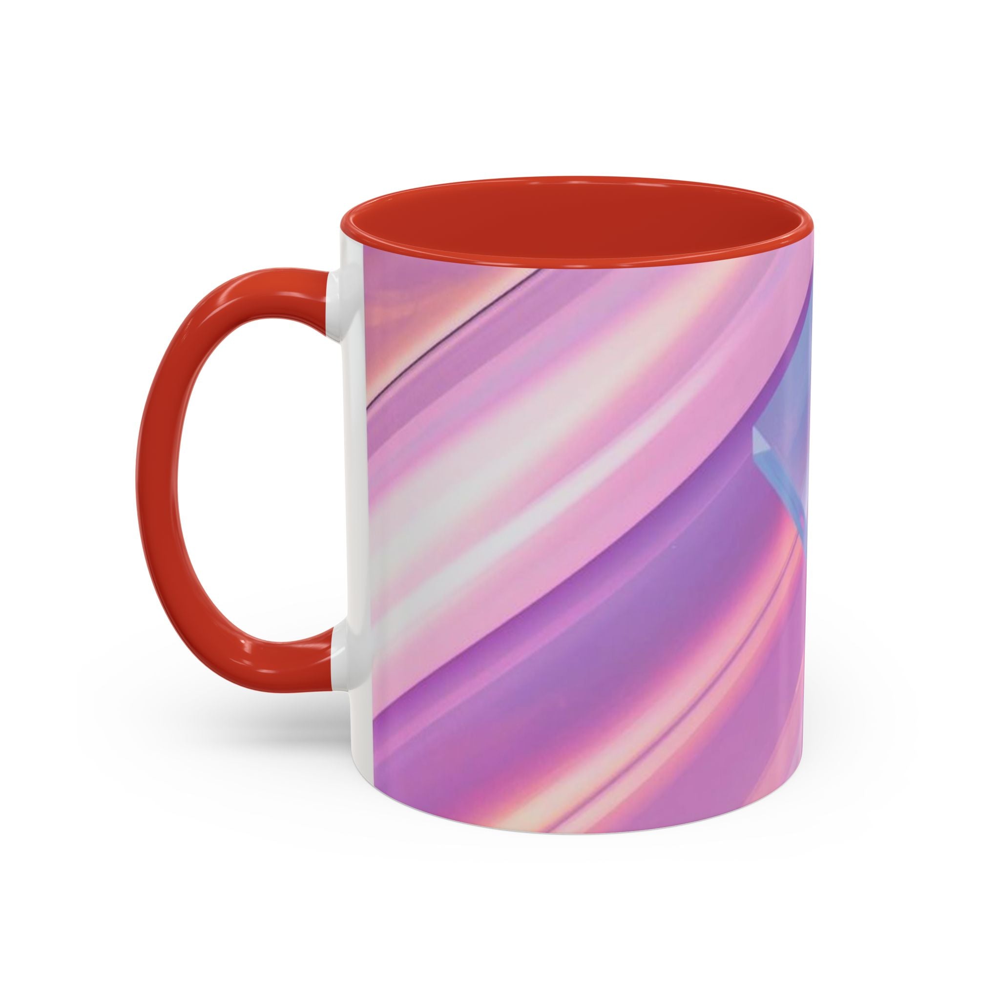 Pastel Swirl Accent Coffee Mug — Iridescent Pink & Blue 11/15oz