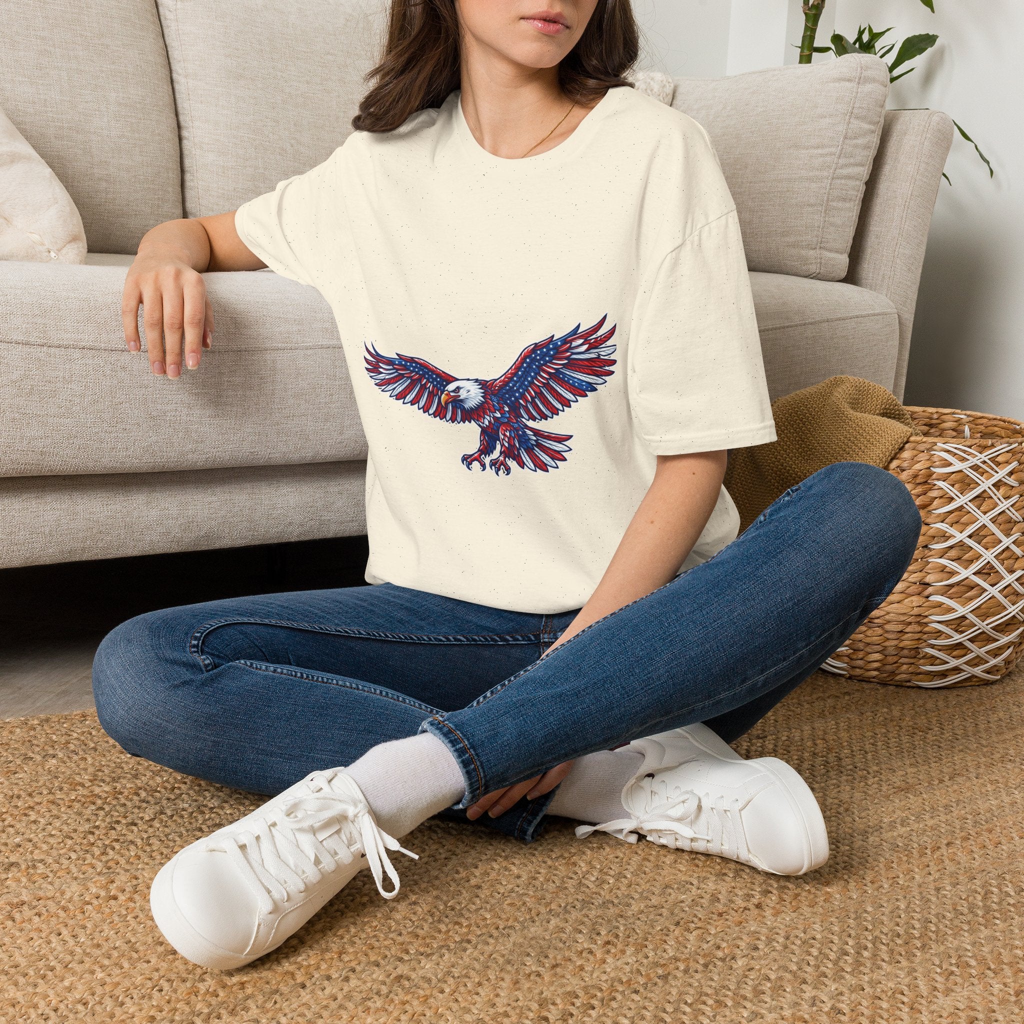 Patriotic Eagle T-Shirt — Red White & Blue Flying Eagle Tee