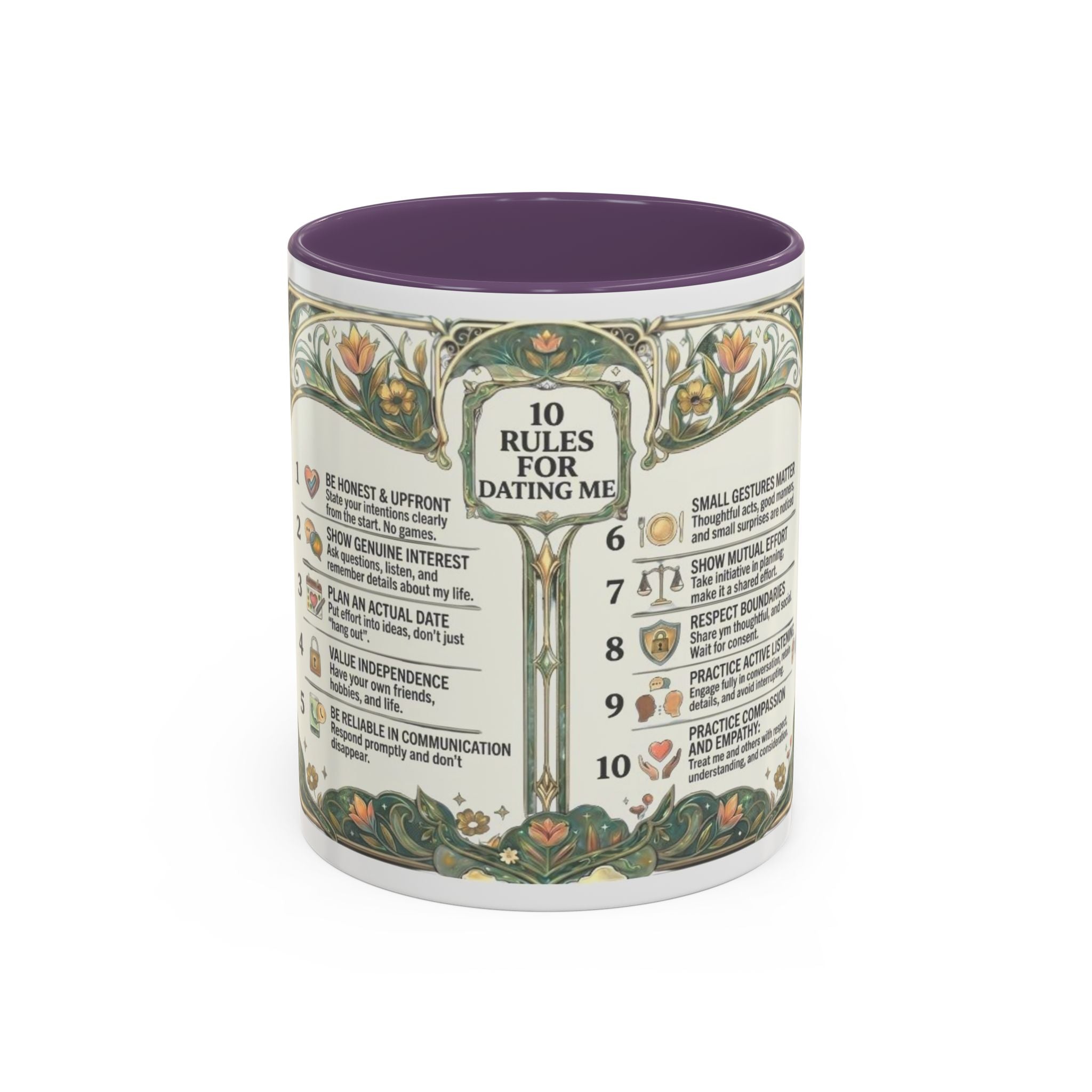 Accent Mug — '10 Rules for Dating Me' Decorative Coffee Cup