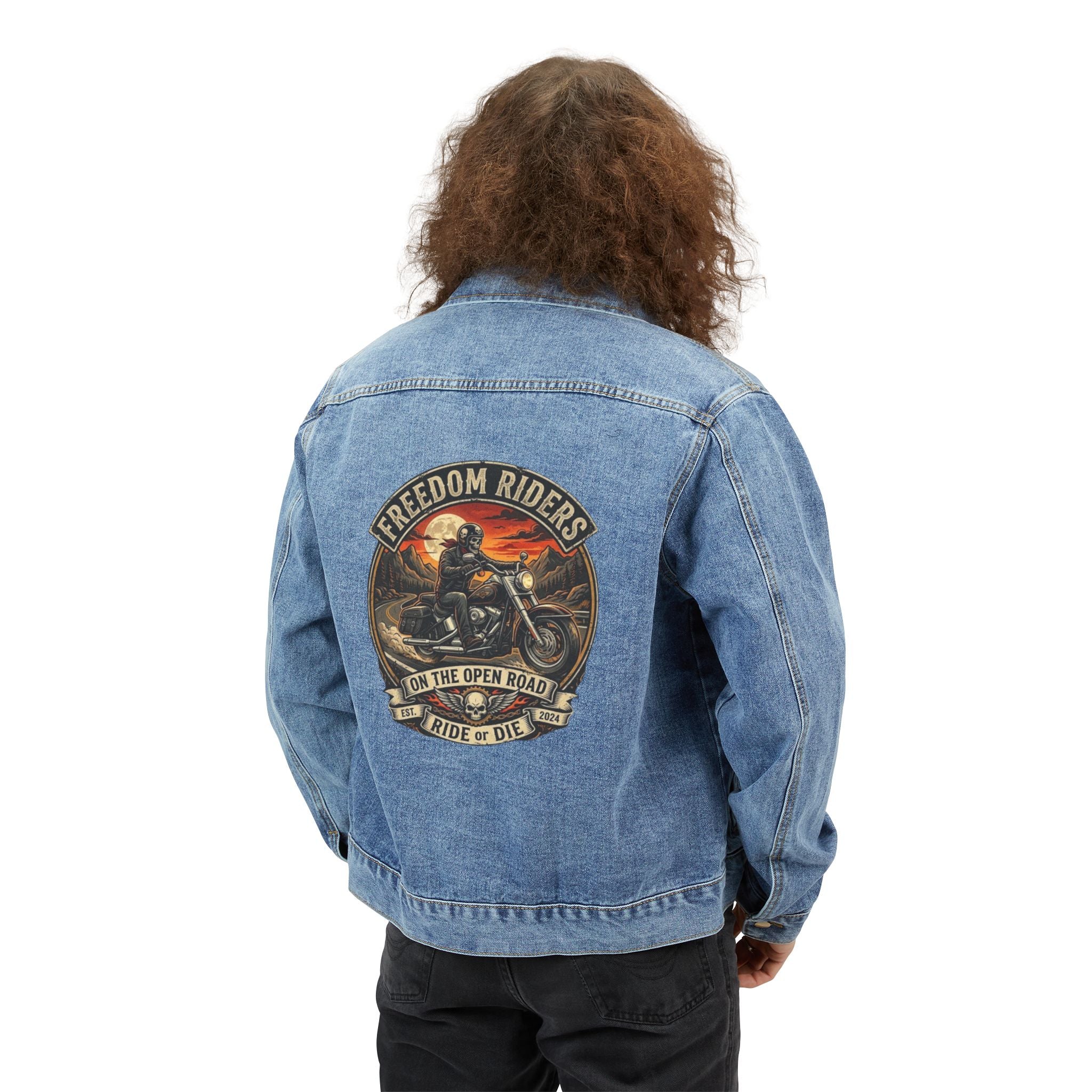 Freedom Riders Denim Jacket — Vintage Motorcycle Back Patch