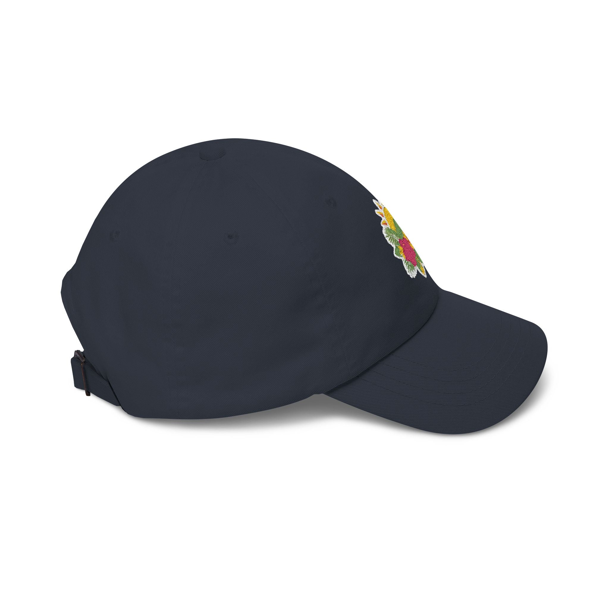 Floral Sunburst Dad Cap — Embroidered Sun & Hibiscus Baseball Hat