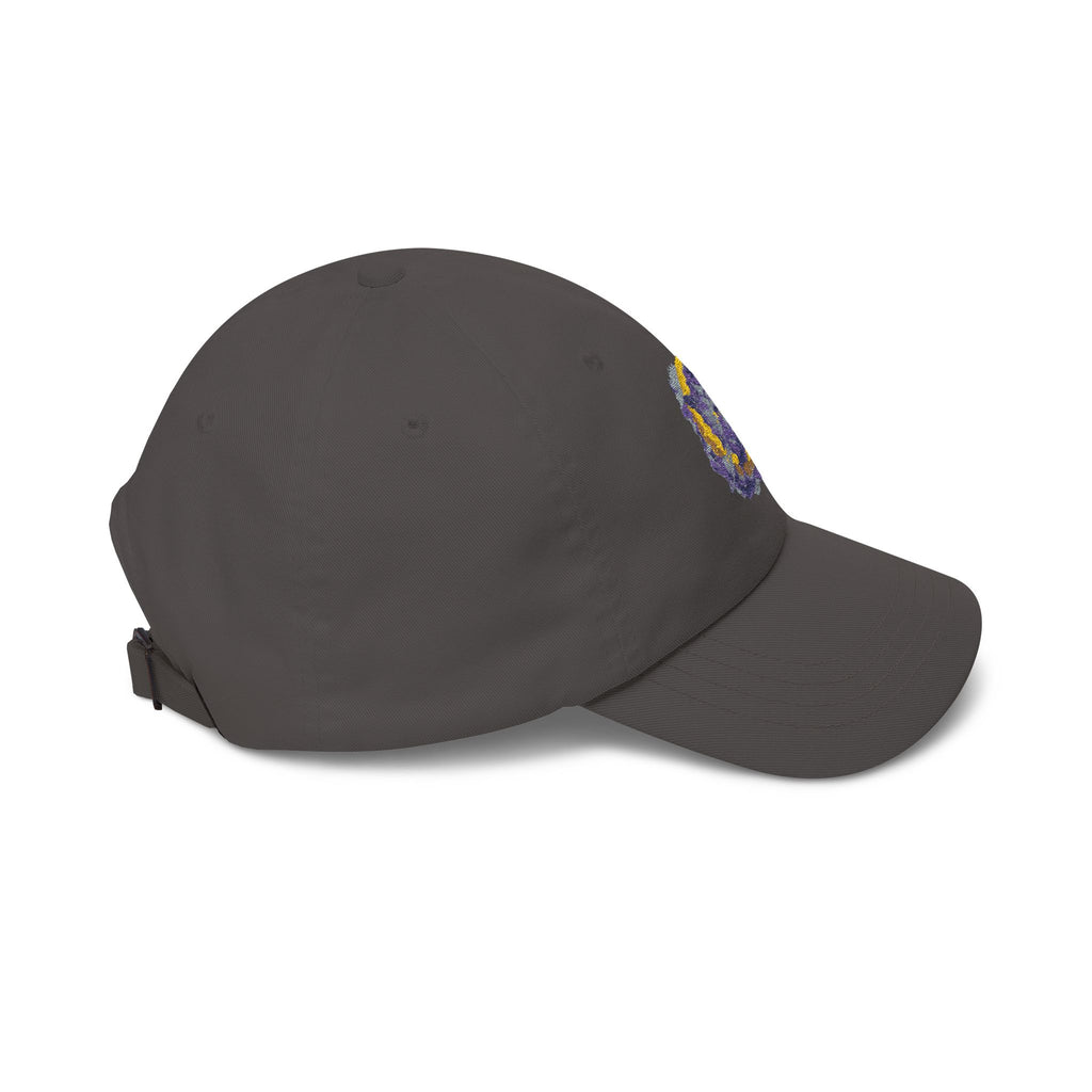 Dad Cap — Embroidered Purple & Gold Abstract Patch