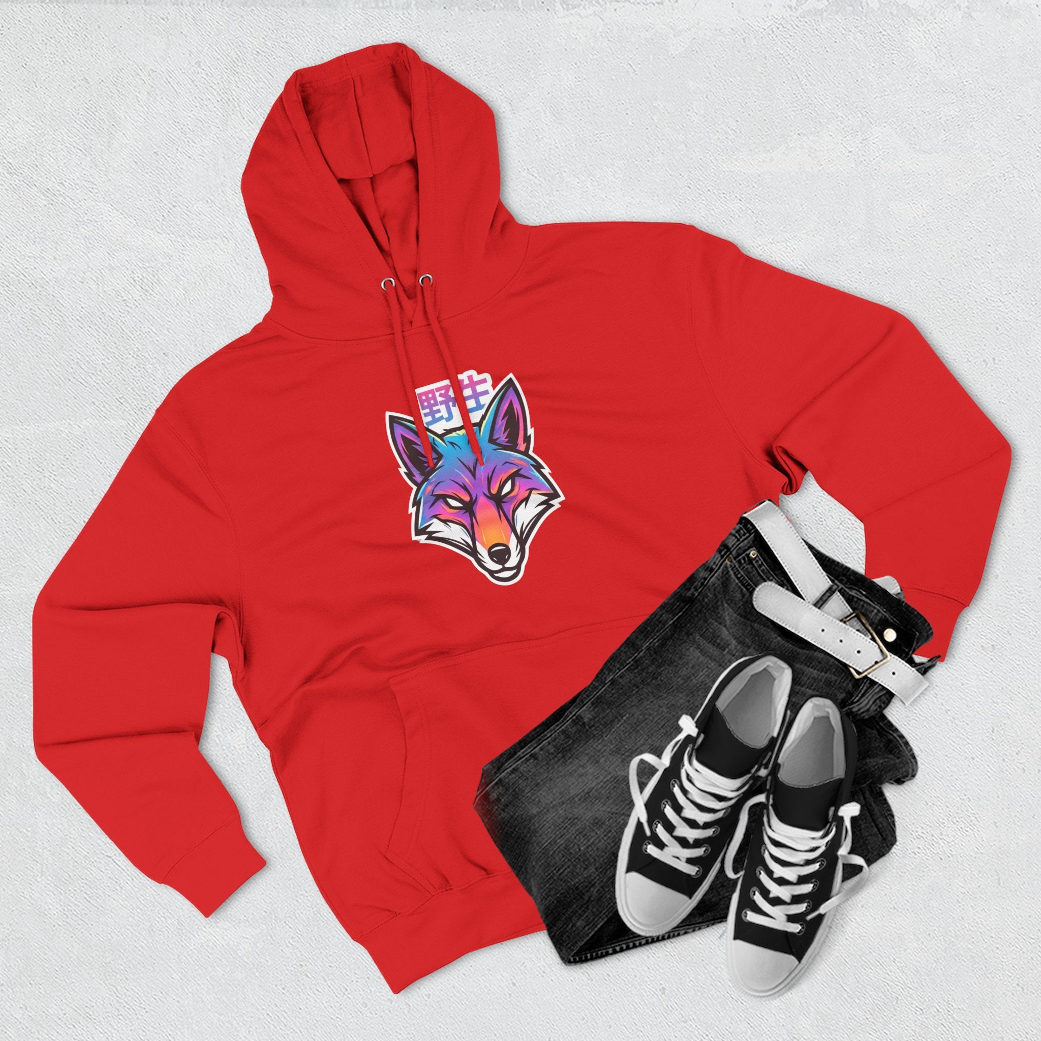 Neon Fox Hoodie — Vibrant Rainbow Fox Head Pullover
