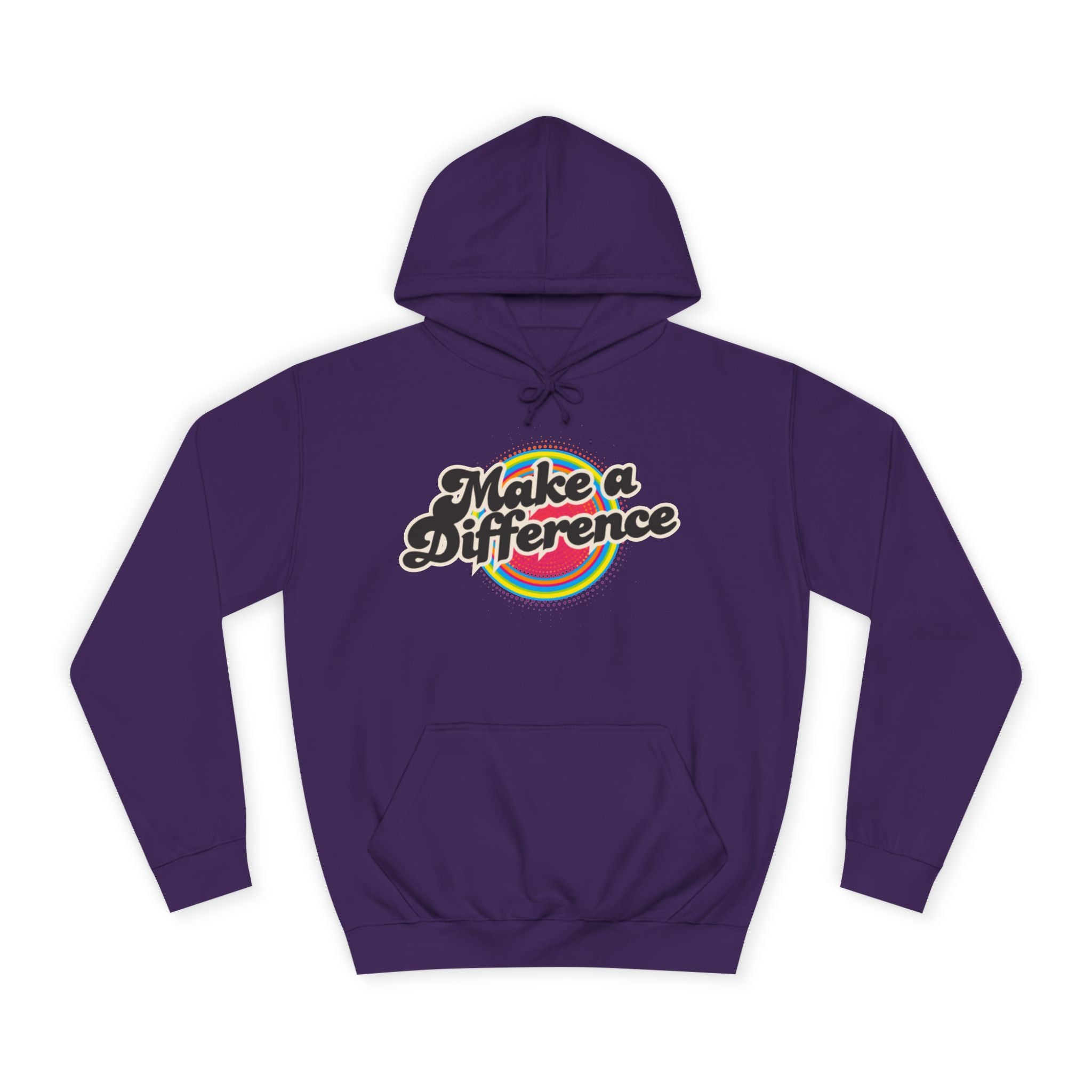 Make a Difference Hoodie — Retro Rainbow Inspirational College Sweatshirt