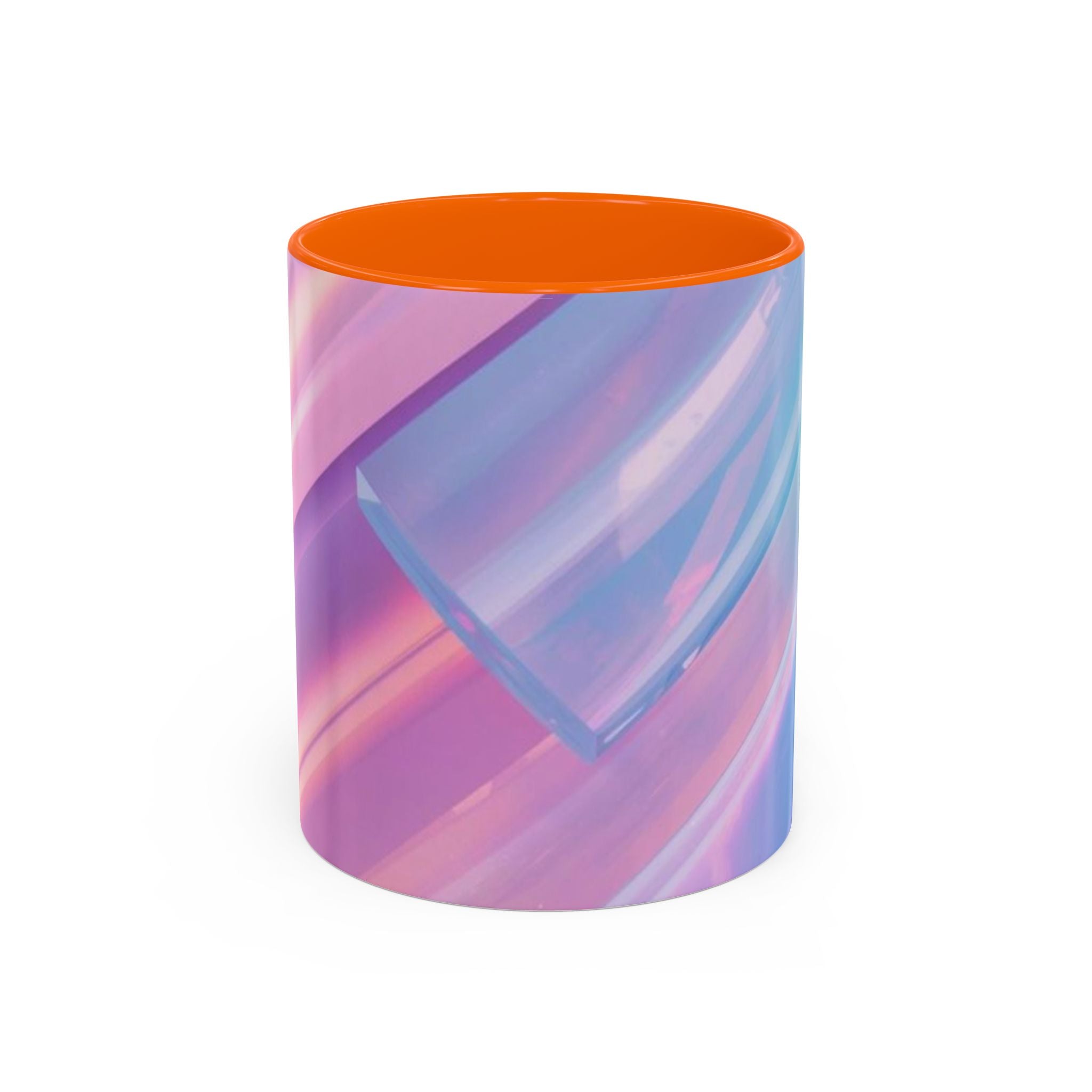 Pastel Swirl Accent Coffee Mug — Iridescent Pink & Blue 11/15oz