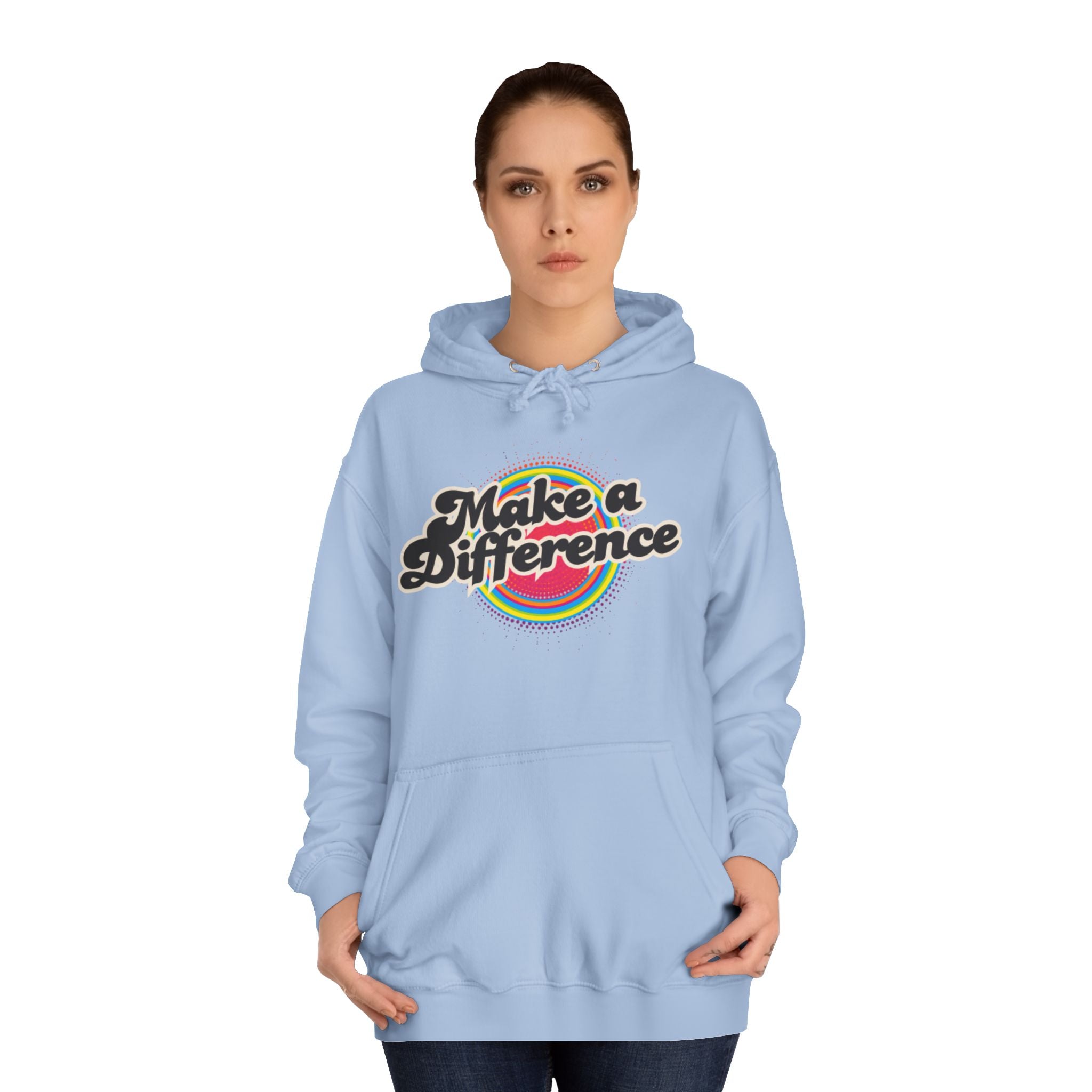 Make a Difference Hoodie — Retro Rainbow Inspirational College Sweatshirt