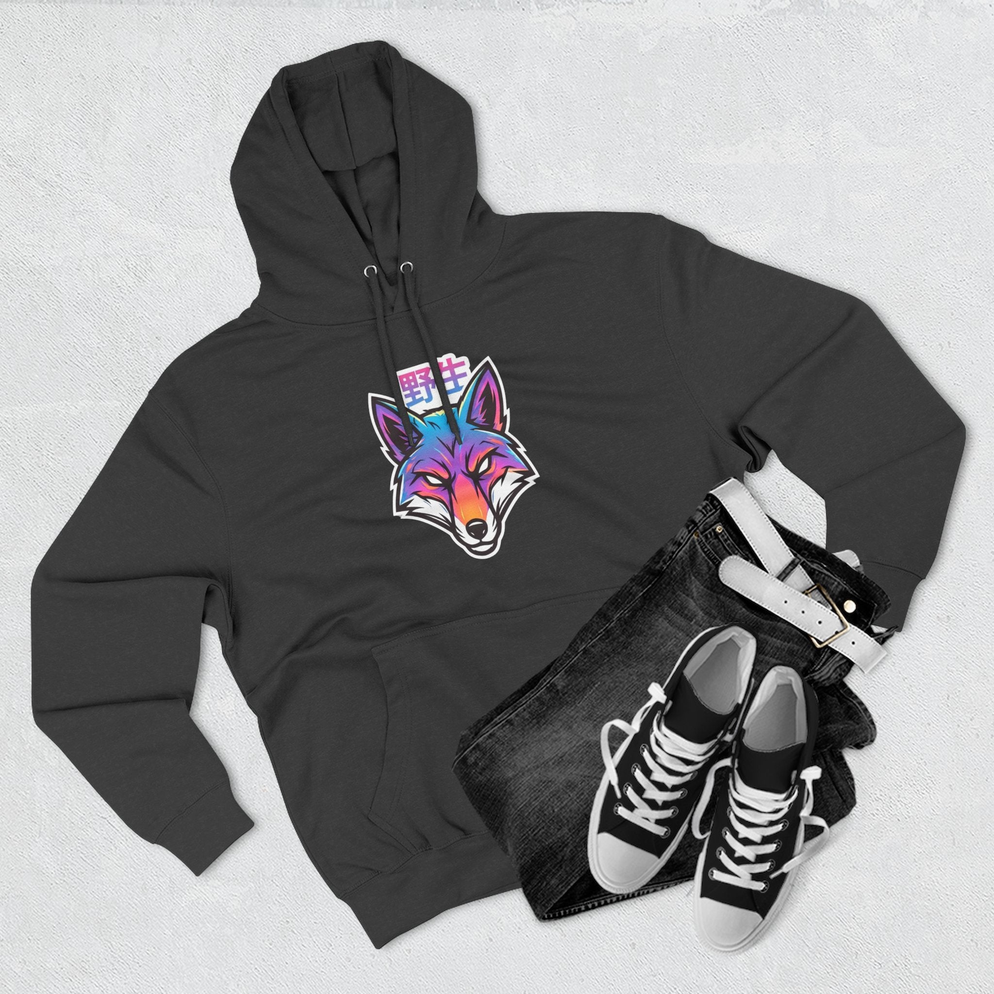 Neon Fox Hoodie — Vibrant Rainbow Fox Head Pullover