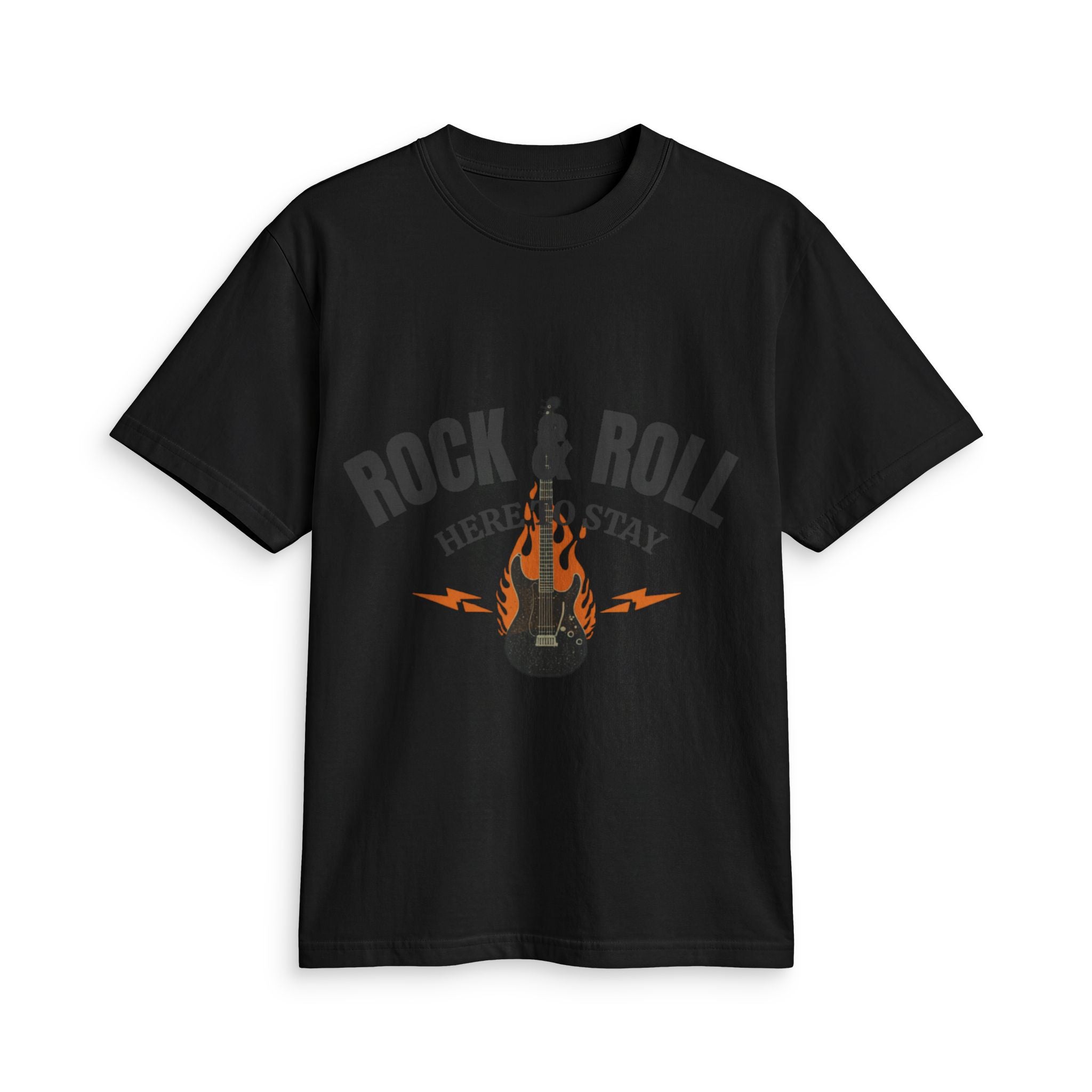 Rock & Roll Guitar Tee — "Rock & Roll Here to Stay" Graphic T-Shirt