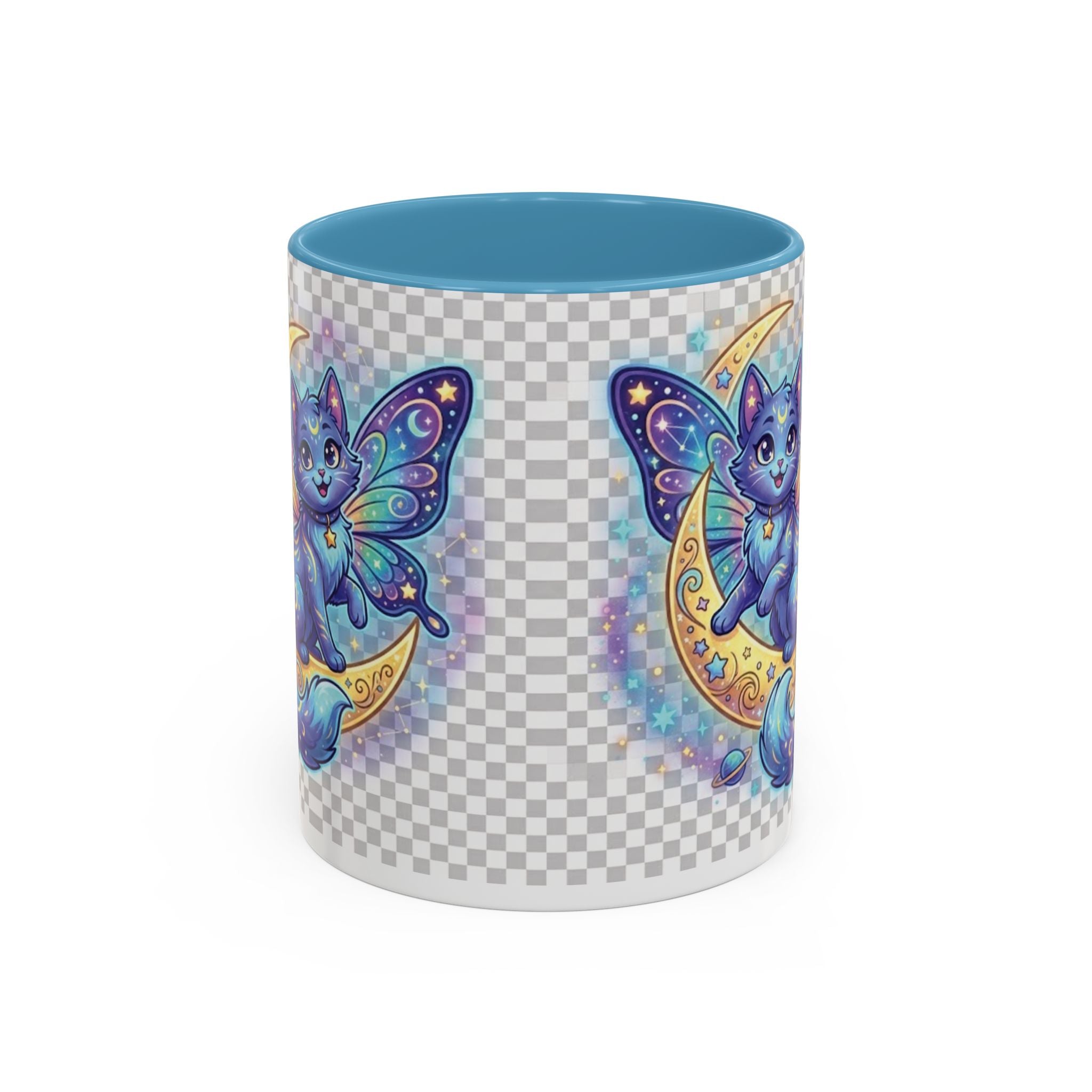 Magic Moon Cat Accent Mug — Cute Fantasy Butterfly Kitty Coffee Cup (11/15oz)