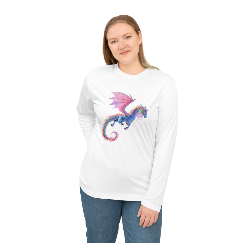 Pastel Dragon Performance Long Sleeve Shirt — Fantasy Cute Winged Dragon Tee