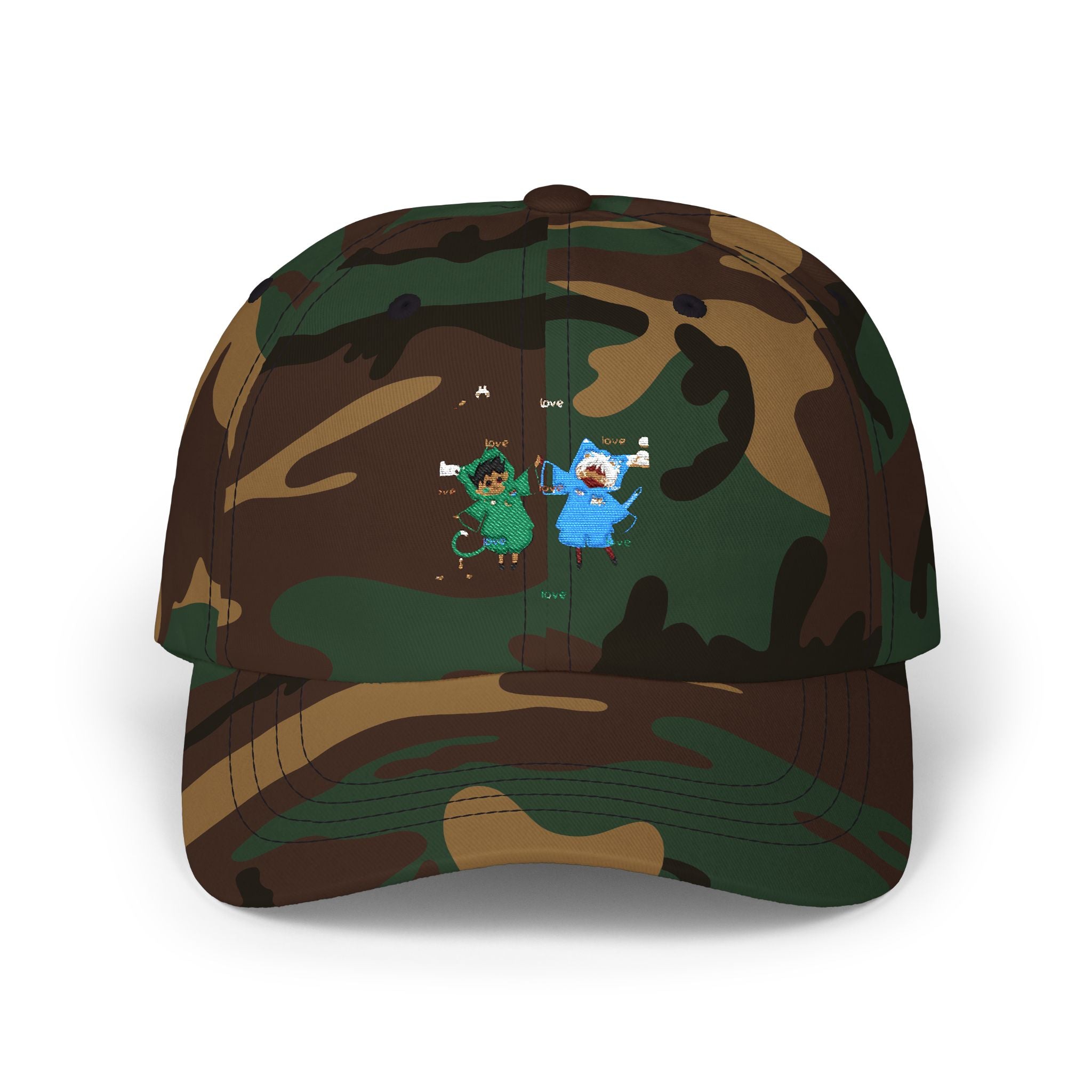 Dad Cap — Cute Watercolor Rain Kids Design (Blue & Green)