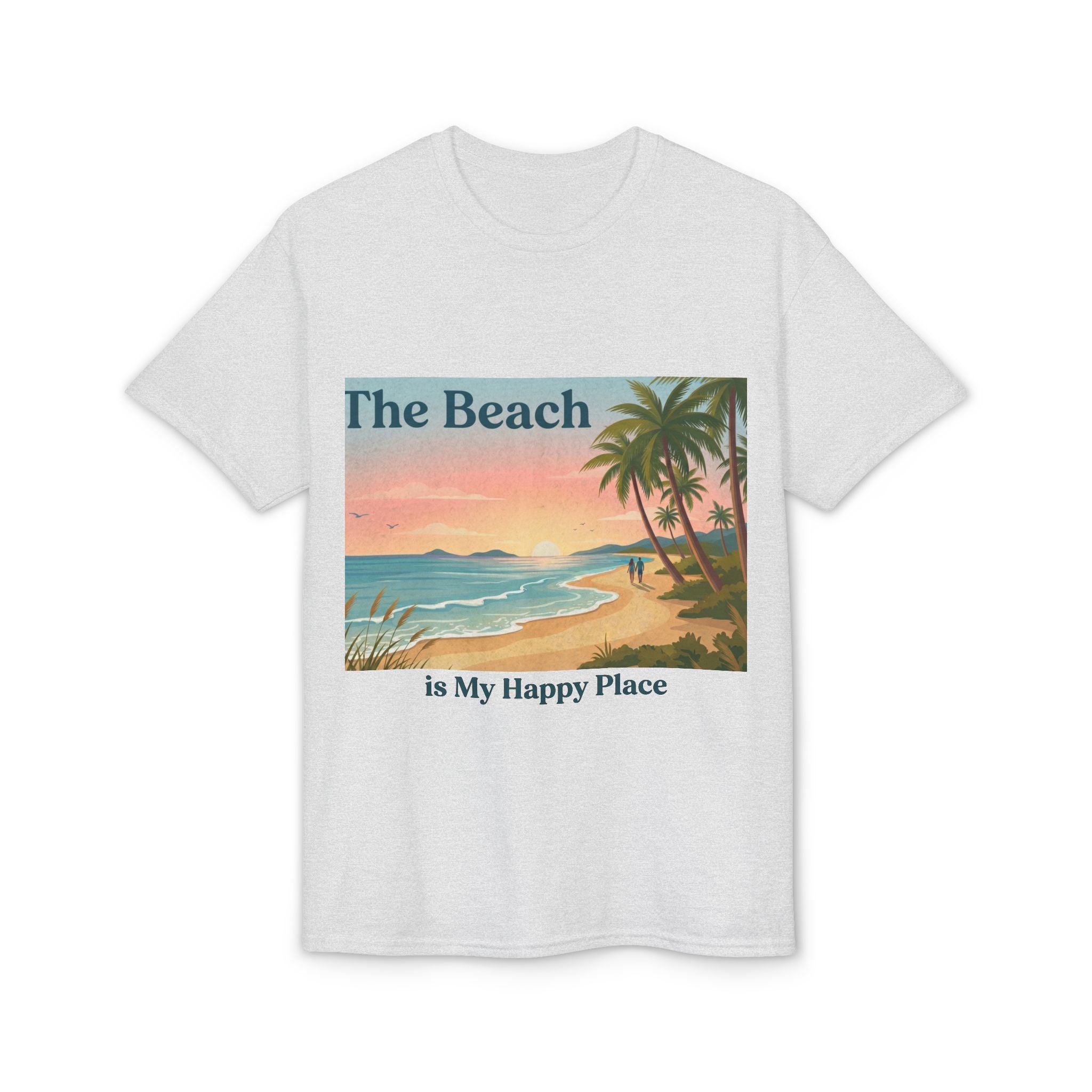 Beach Is My Happy Place T-Shirt — Tropical Sunset Vacation Tee