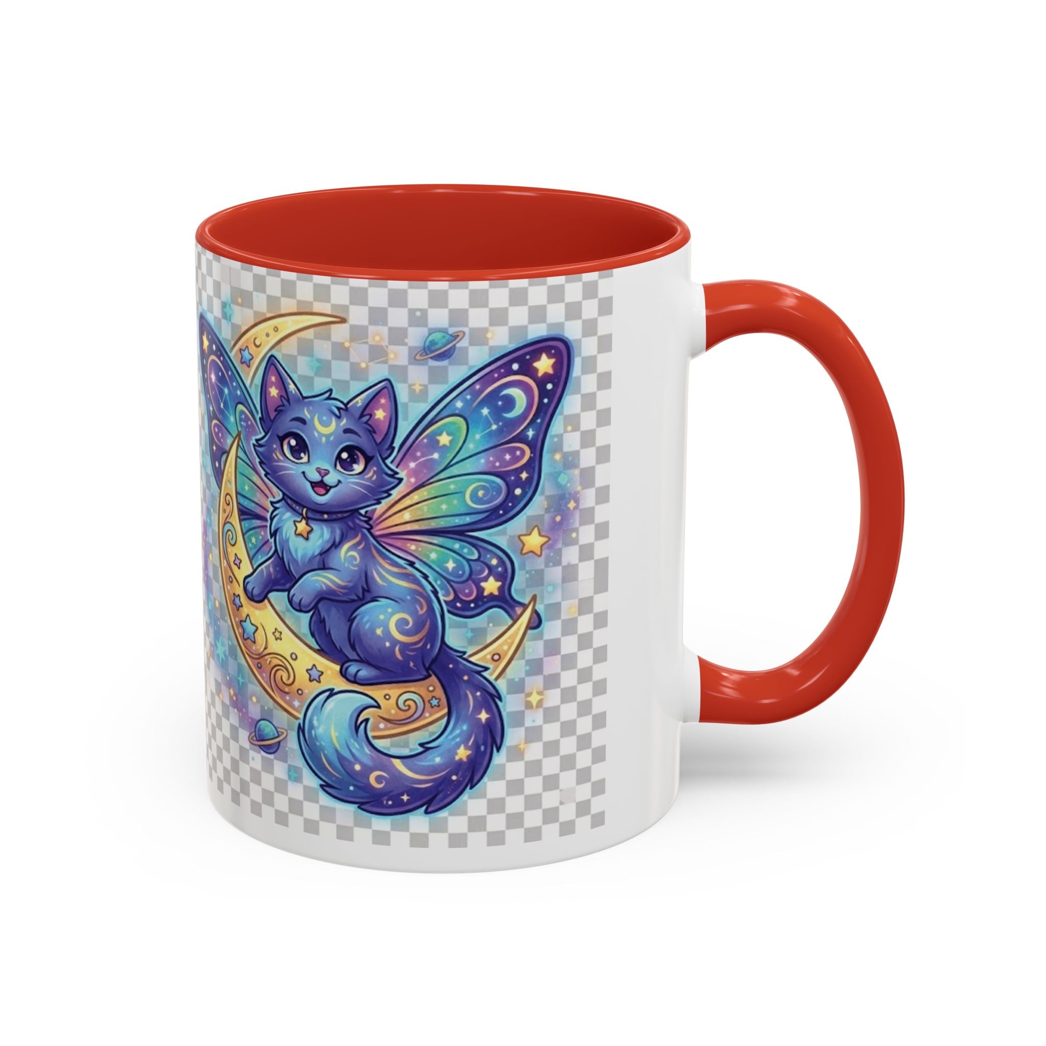 Magic Moon Cat Accent Mug — Cute Fantasy Butterfly Kitty Coffee Cup (11/15oz)