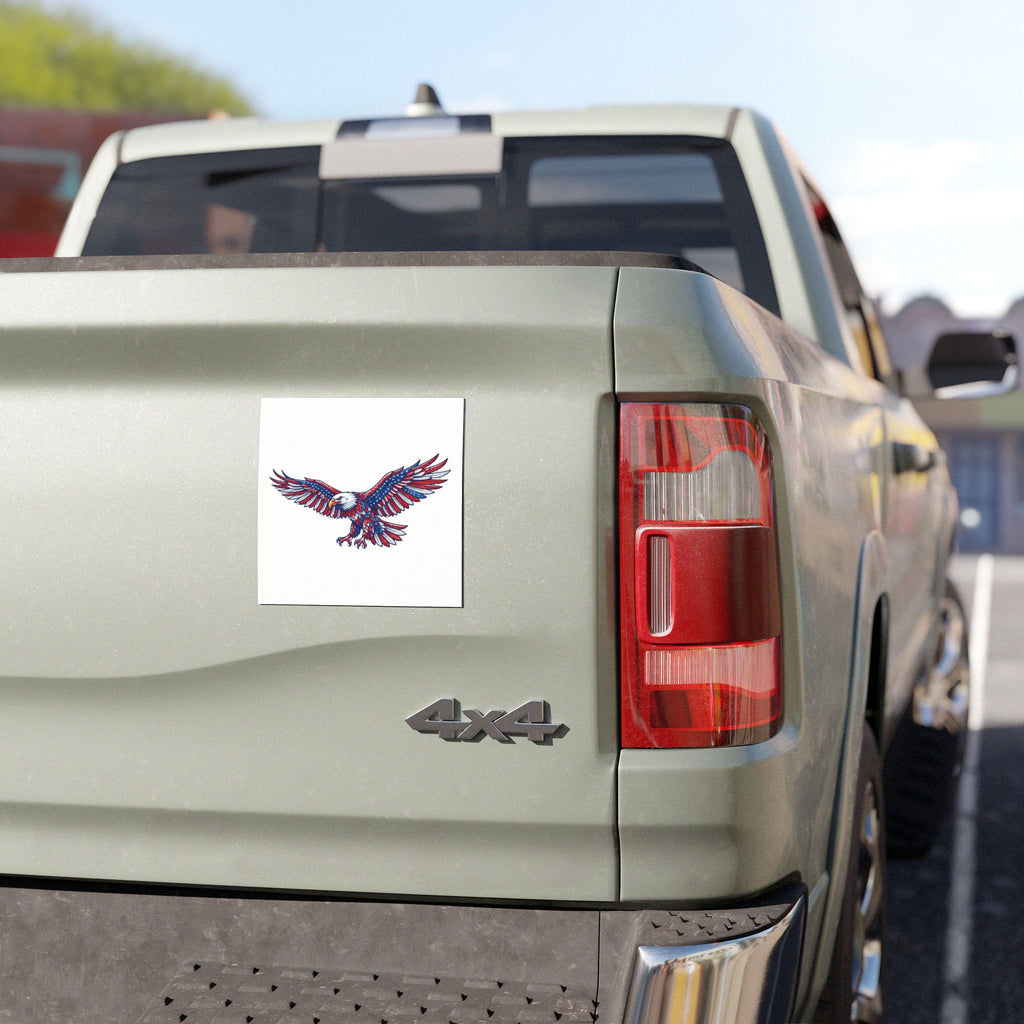 Patriotic Bald Eagle Car Magnet — American Flag Colors, Red White & Blue Vehicle Decal