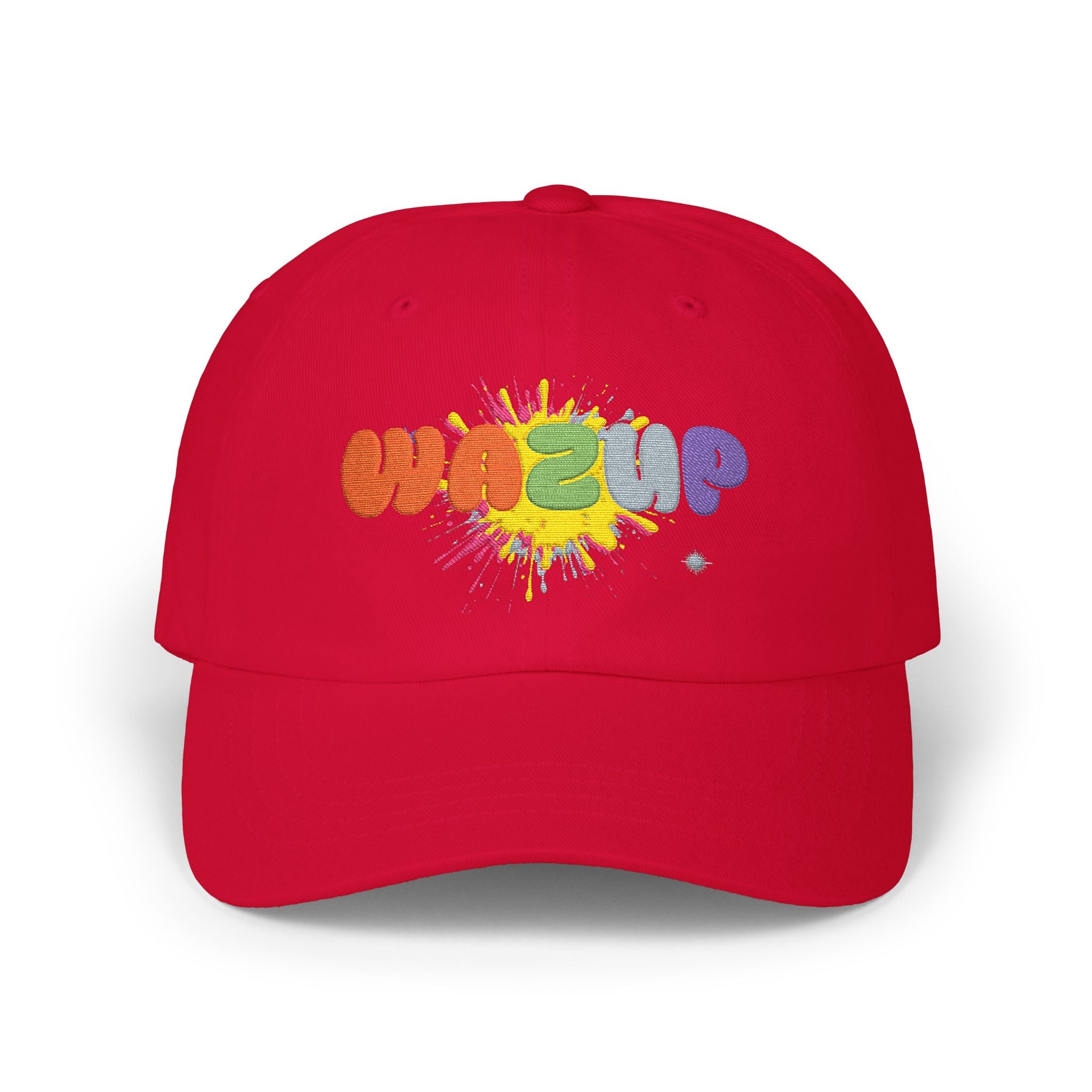 Classic Dad Cap — 'WAZUP' Rainbow Splash Embroidered Baseball Hat