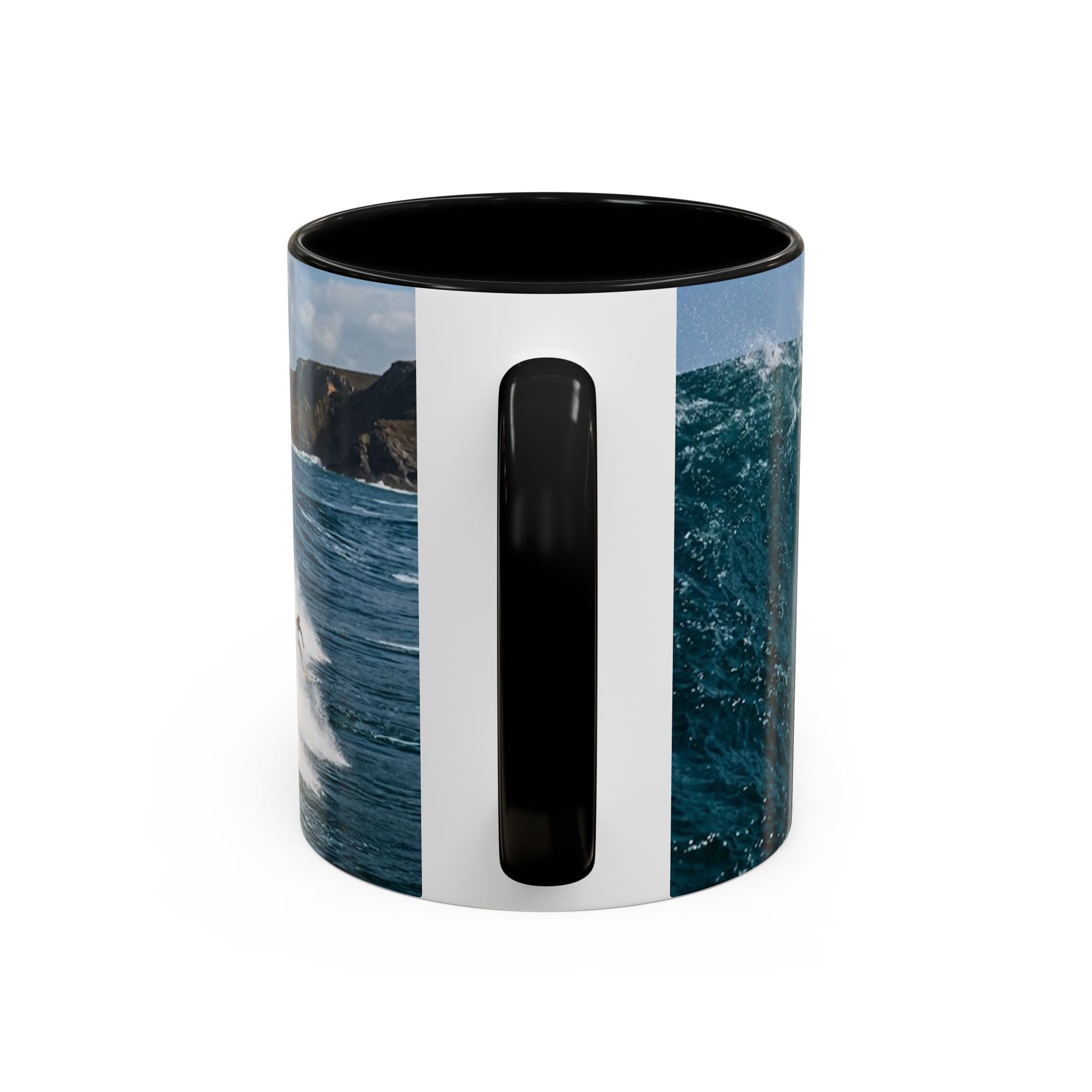 Surfing Wave Accent Coffee Mug — Ocean Beach Surfboard Photo 11/15oz