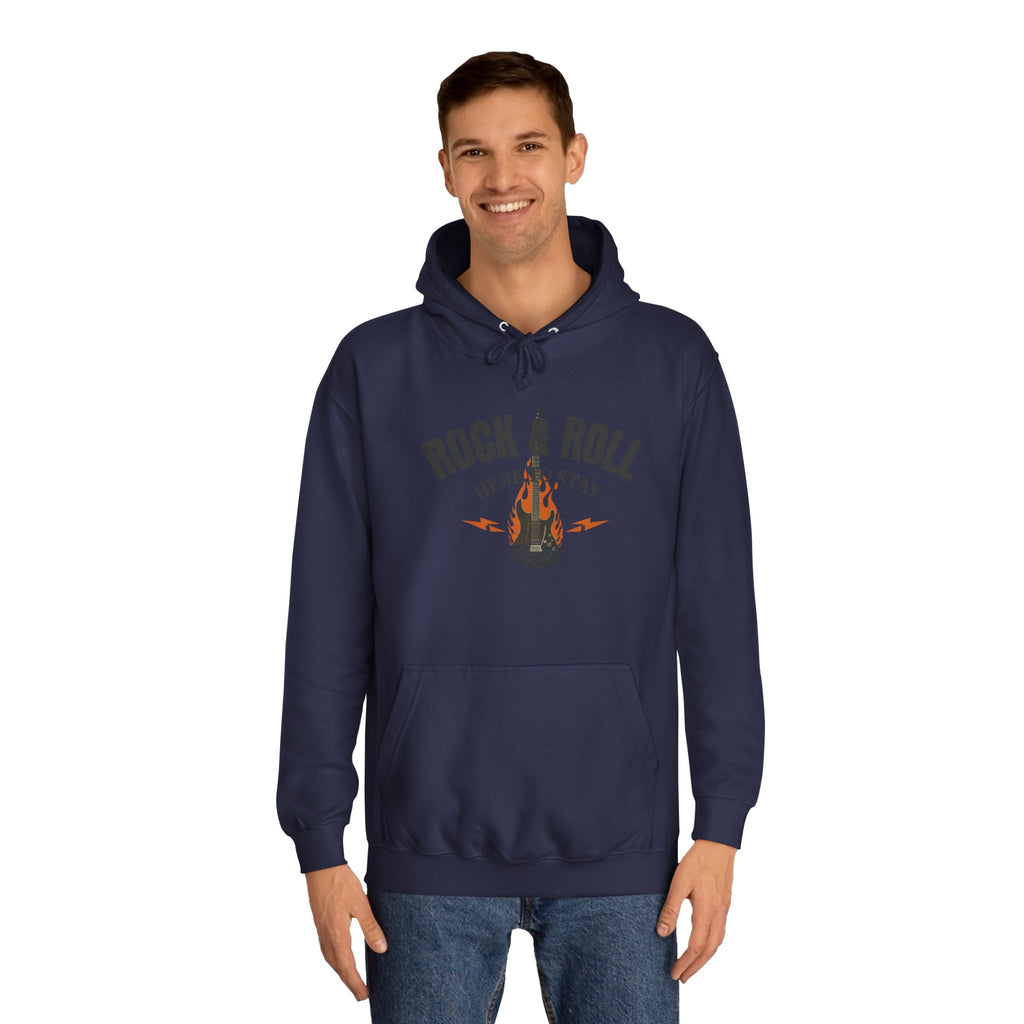 Rock & Roll Flame Guitar Hoodie — Vintage Music College Sweatshirt