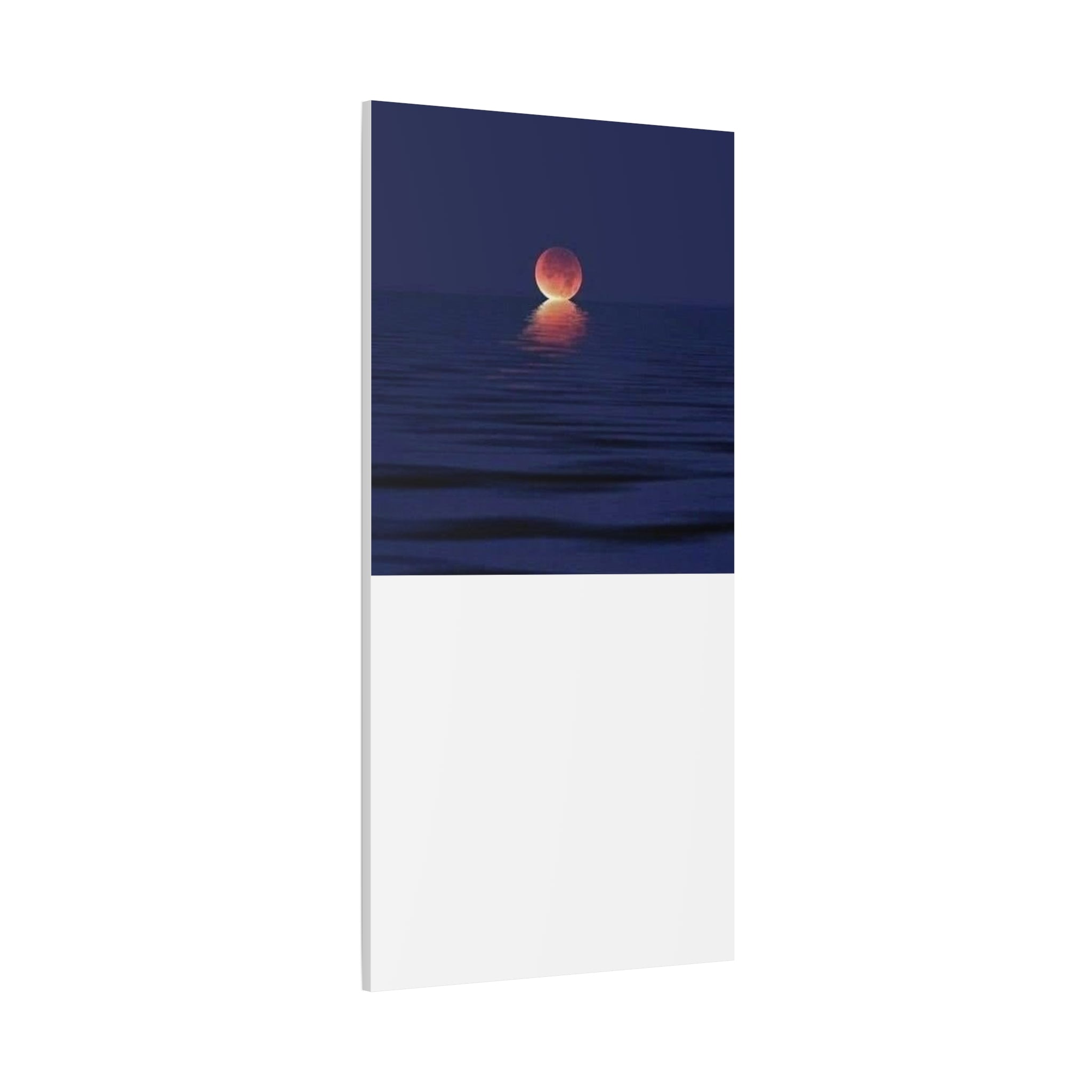 Lunar Reflection Canvas Art — Moonrise Over Calm Sea Stretched Matte Wall Art