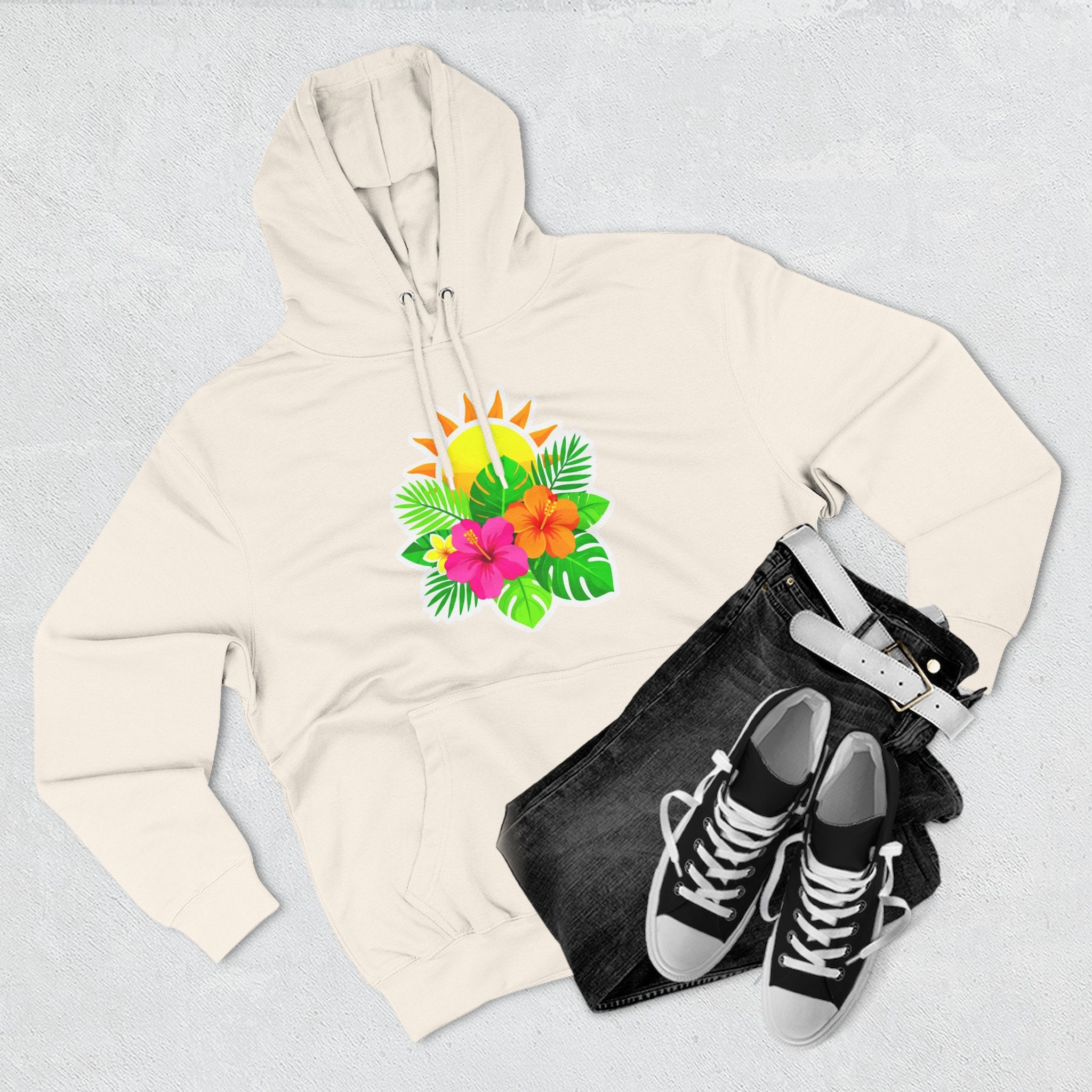 Tropical Hibiscus Hoodie — Sun & Palm Floral Pullover
