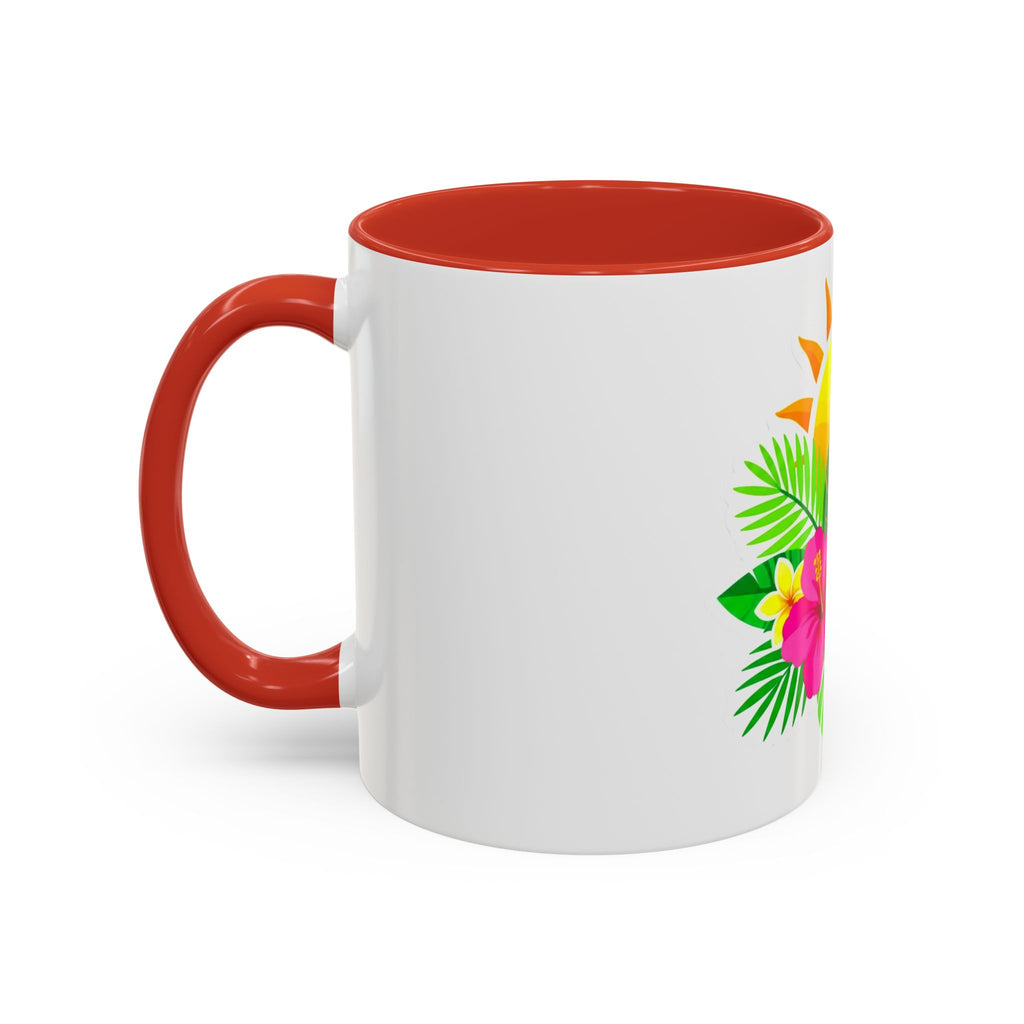 Tropical Sunrise Coffee Mug — Hibiscus Floral Travel Coffee Cup (11/15oz)