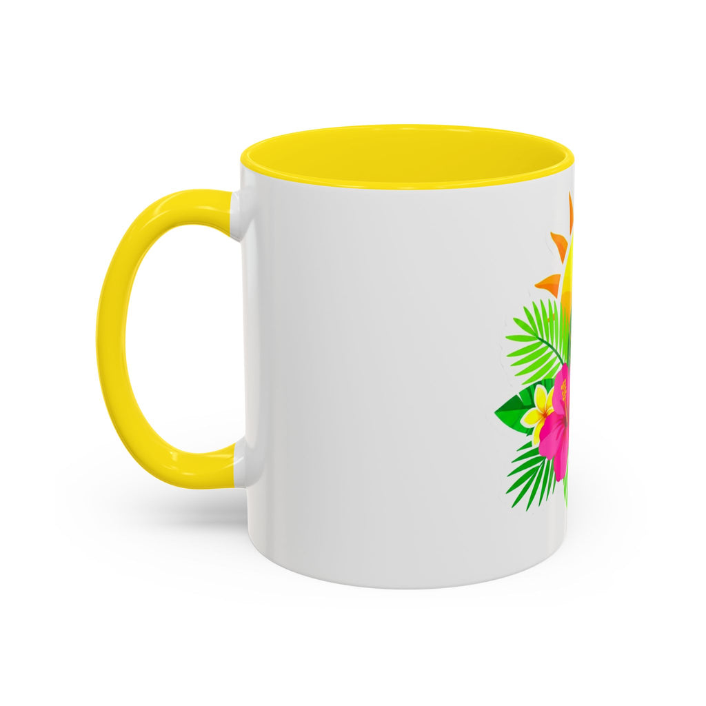 Tropical Sunrise Coffee Mug — Hibiscus Floral Travel Coffee Cup (11/15oz)
