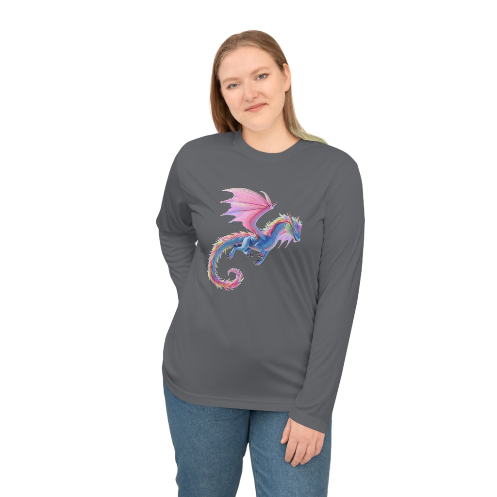 Pastel Dragon Performance Long Sleeve Shirt — Fantasy Cute Winged Dragon Tee