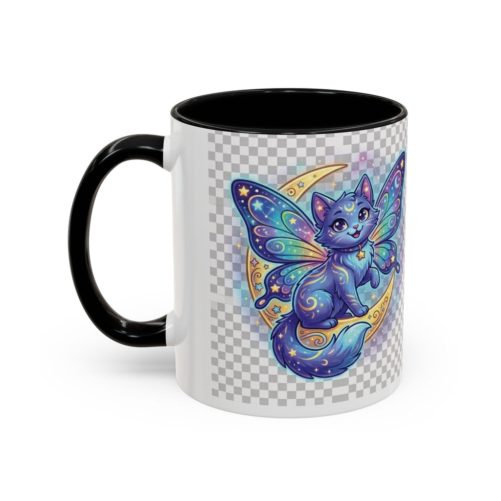 Magic Moon Cat Accent Mug — Cute Fantasy Butterfly Kitty Coffee Cup (11/15oz)